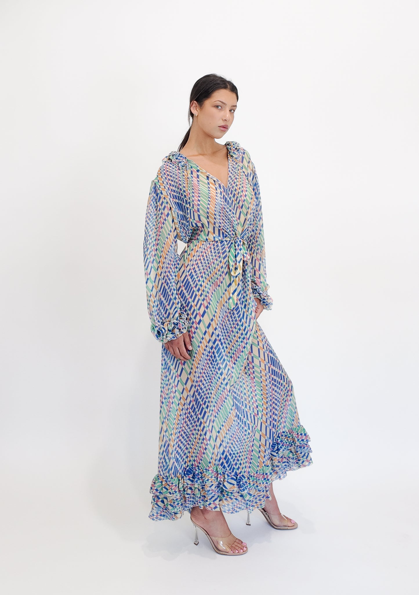 Guy Laroche Silk Printed Dress W Belt - The Kit Vintage