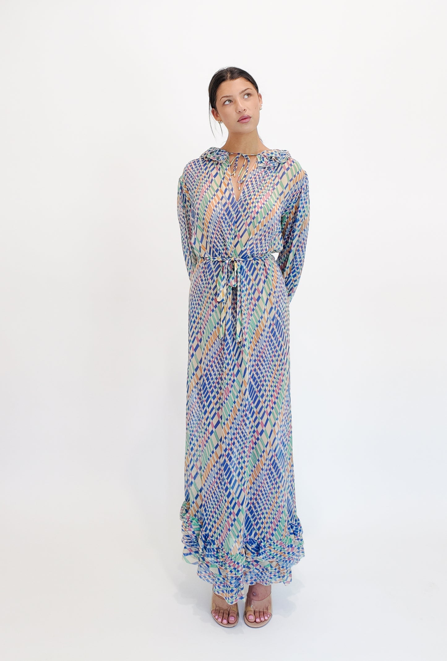 Guy Laroche Silk Printed Dress W Belt - The Kit Vintage