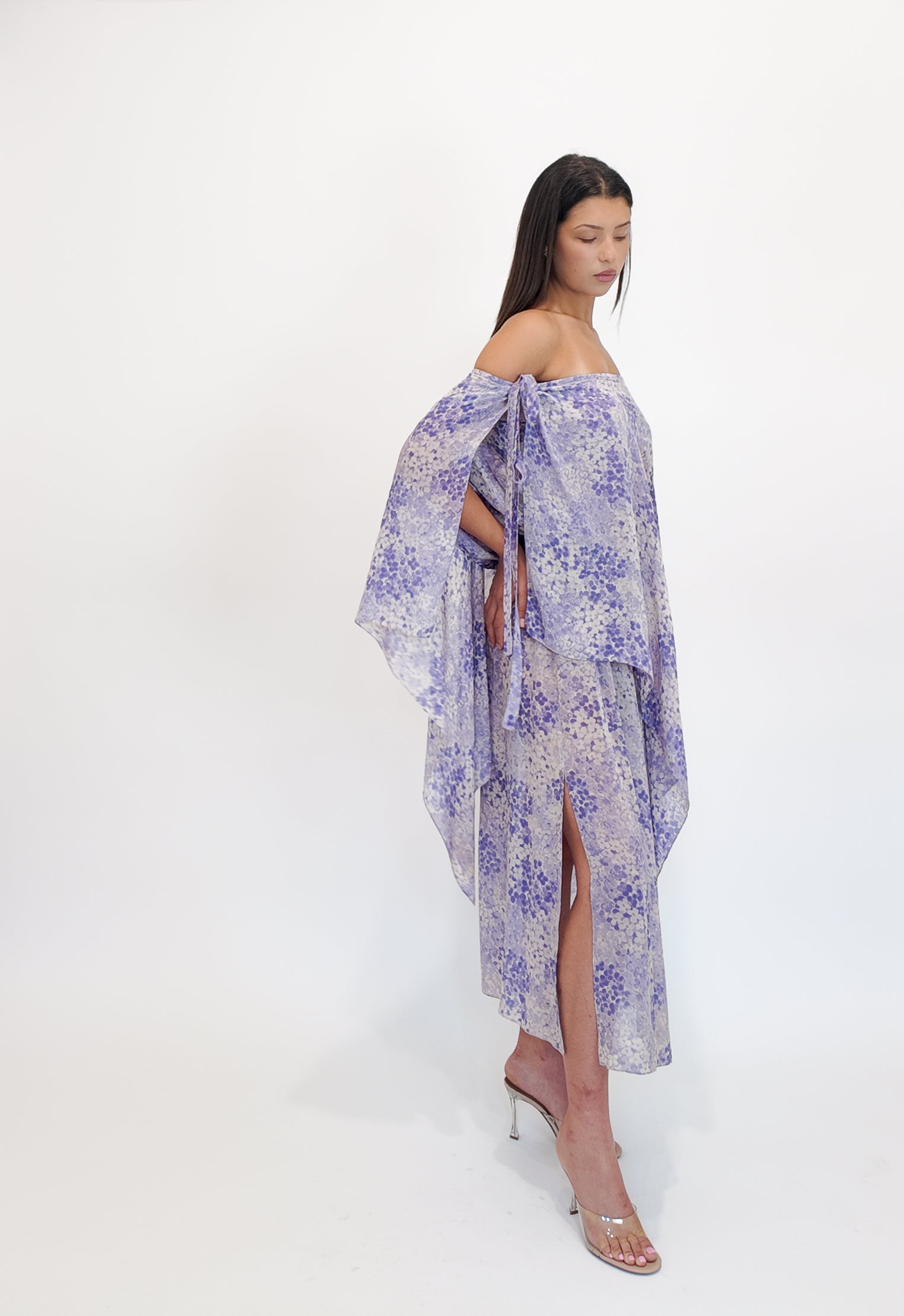 Yves Saint Laurent Purple Printed Chiffon Dress, 1976 - The Kit Vintage