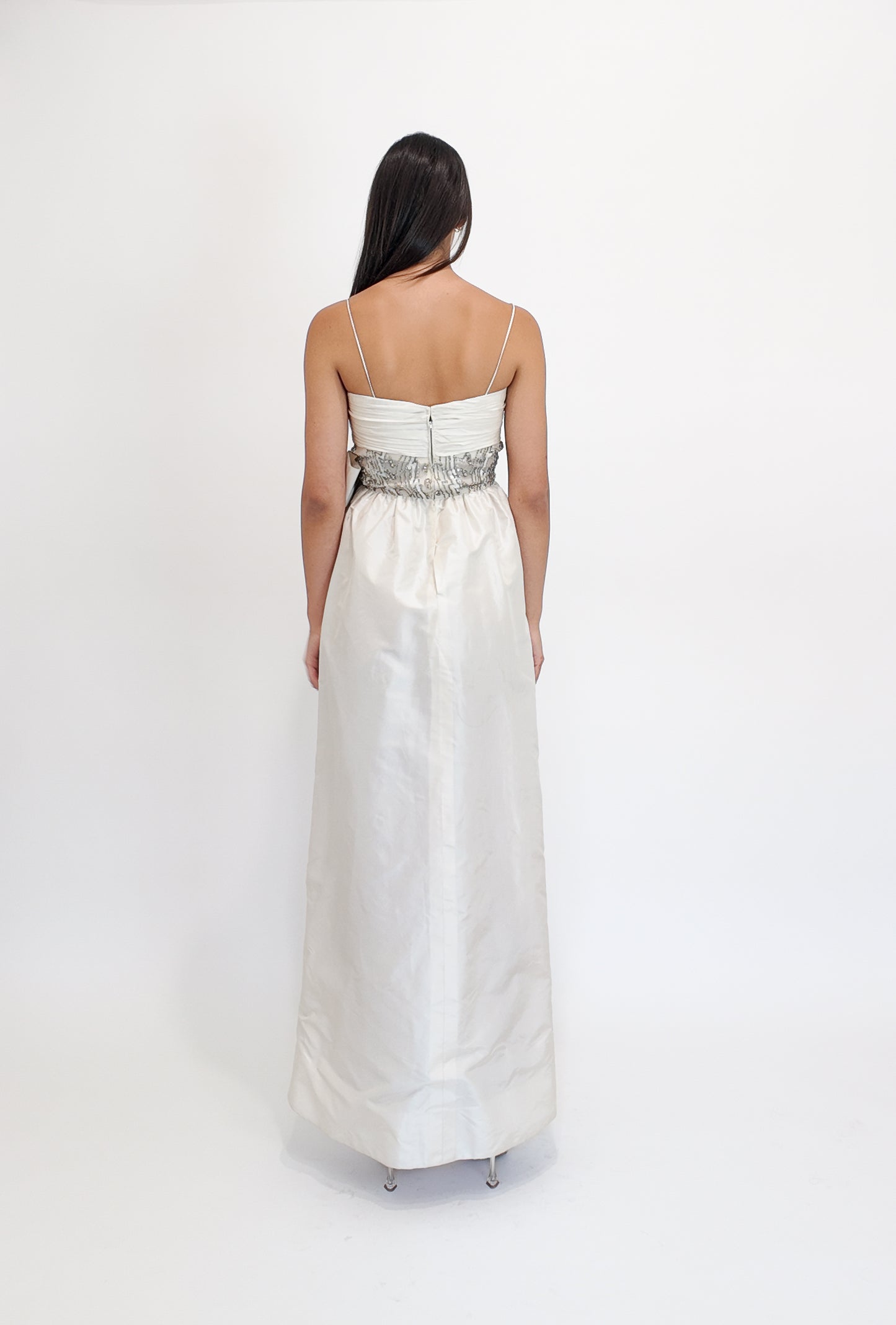 Victoria Royal Ivory Tulip Style Beaded Bodice Dress With Bow Detail
