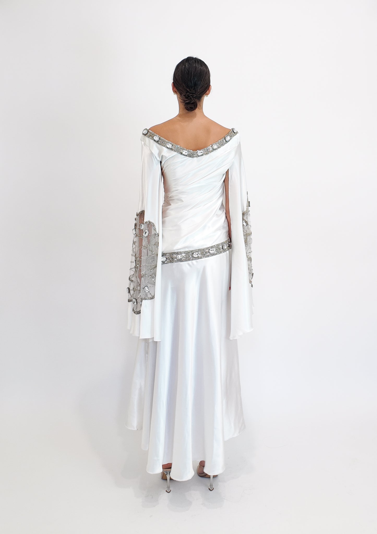 Christian Lacroix Ornamented White Angel Sleeve Dress - The Kit Vintage