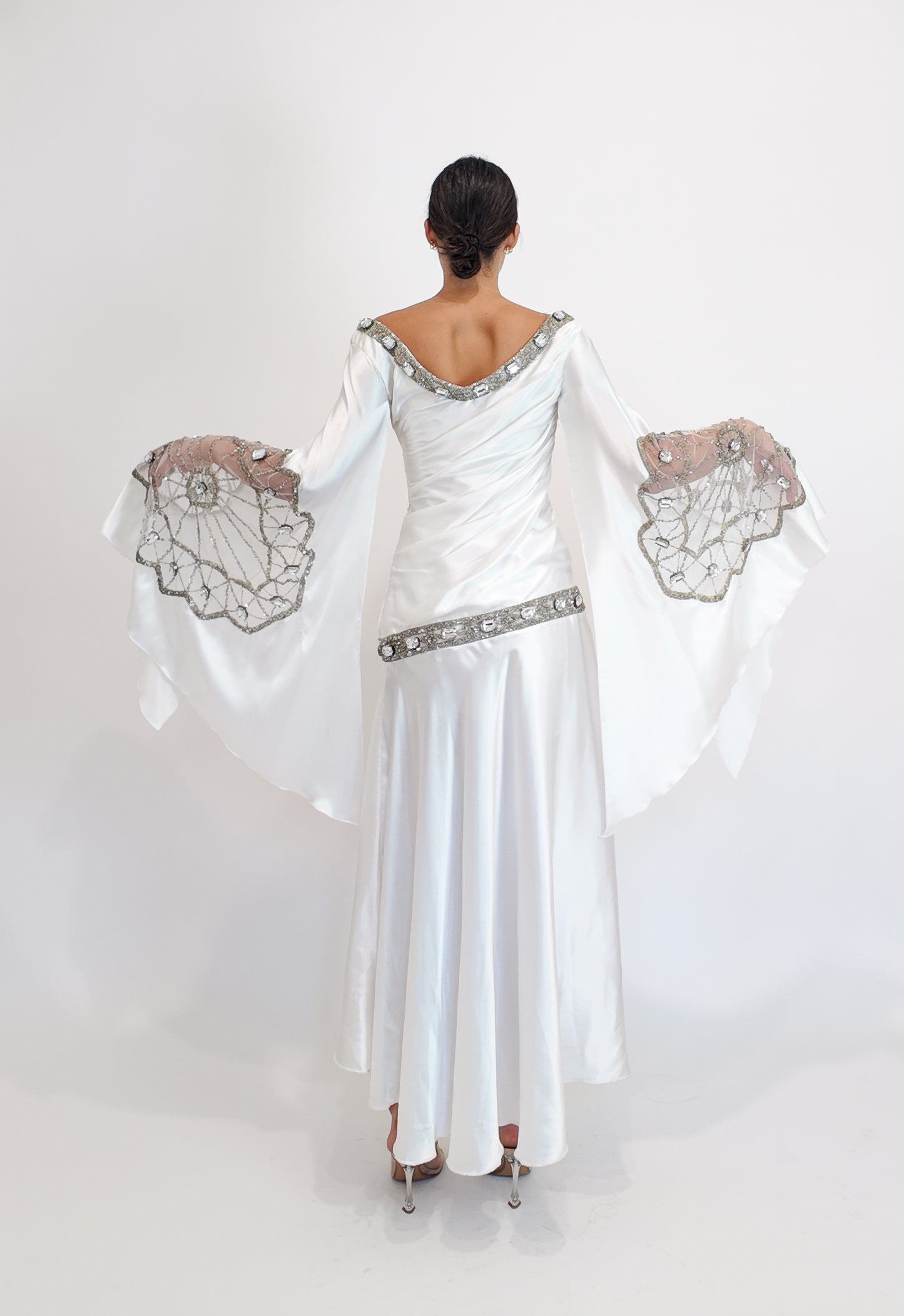 Christian Lacroix Ornamented White Angel Sleeve Dress - The Kit Vintage