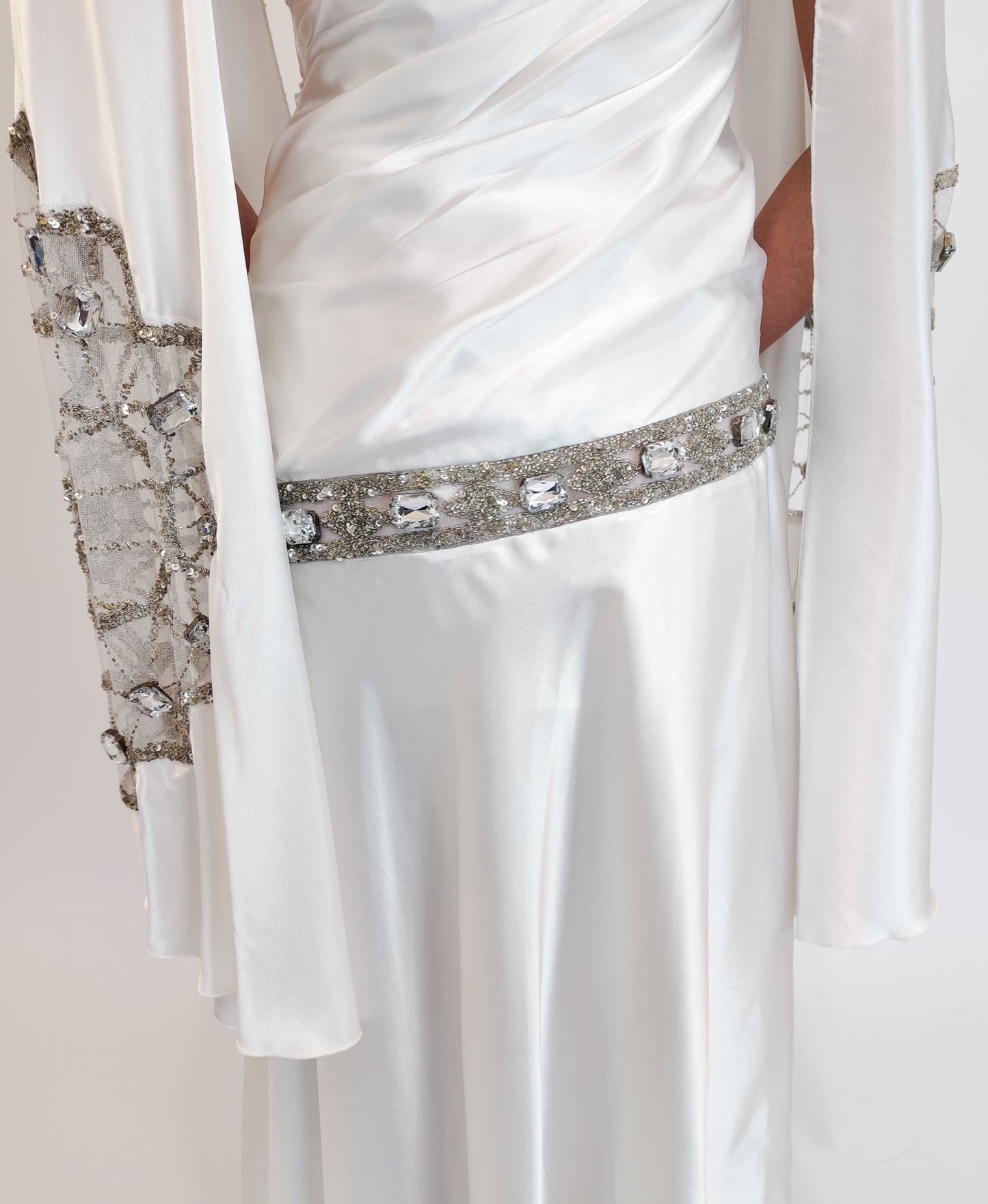 Christian Lacroix Ornamented White Angel Sleeve Dress - The Kit Vintage