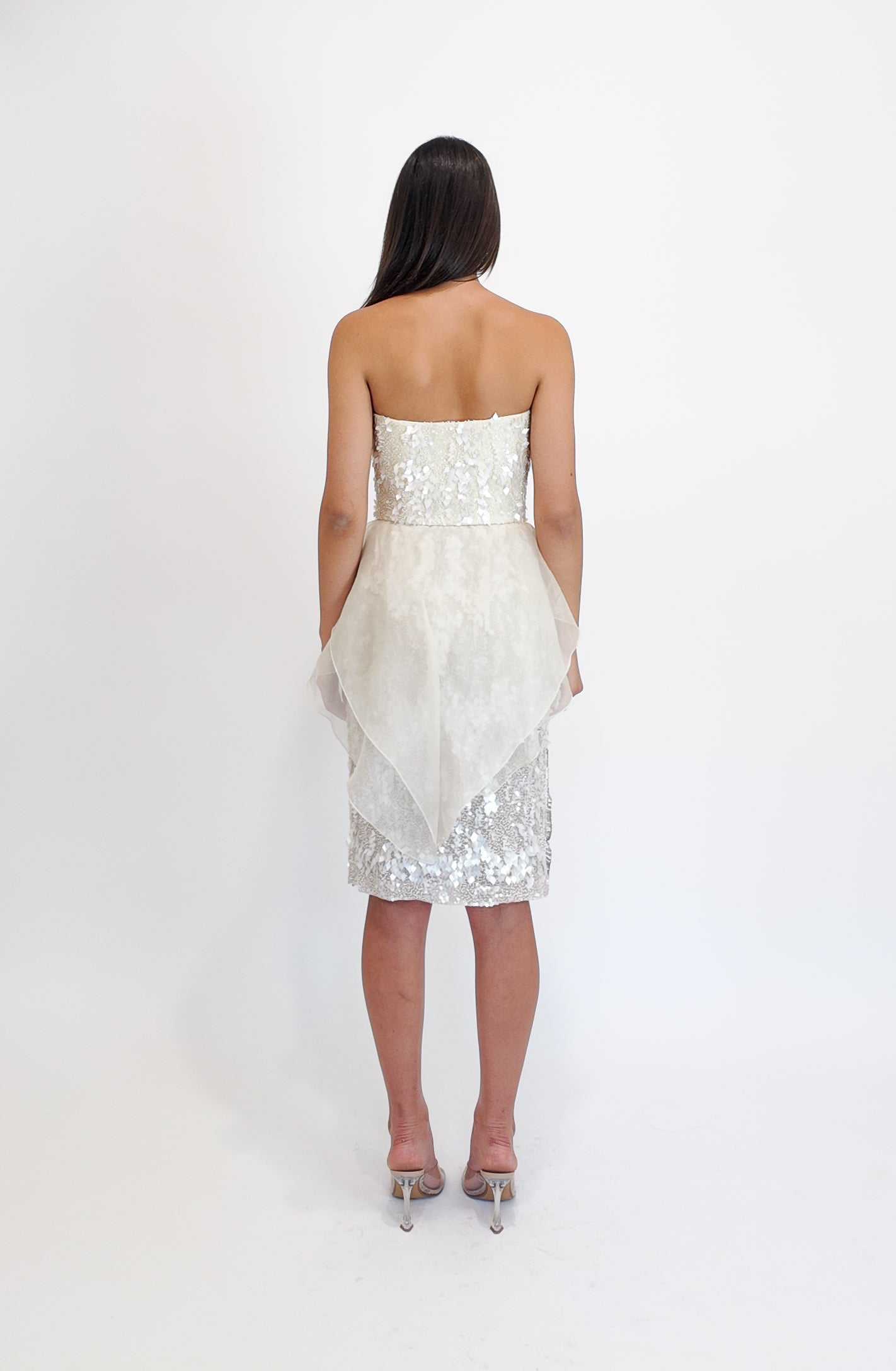 Alberta Ferretti S/S 2013 White Beaded Cocktail Peplum Dress - The Kit Vintage