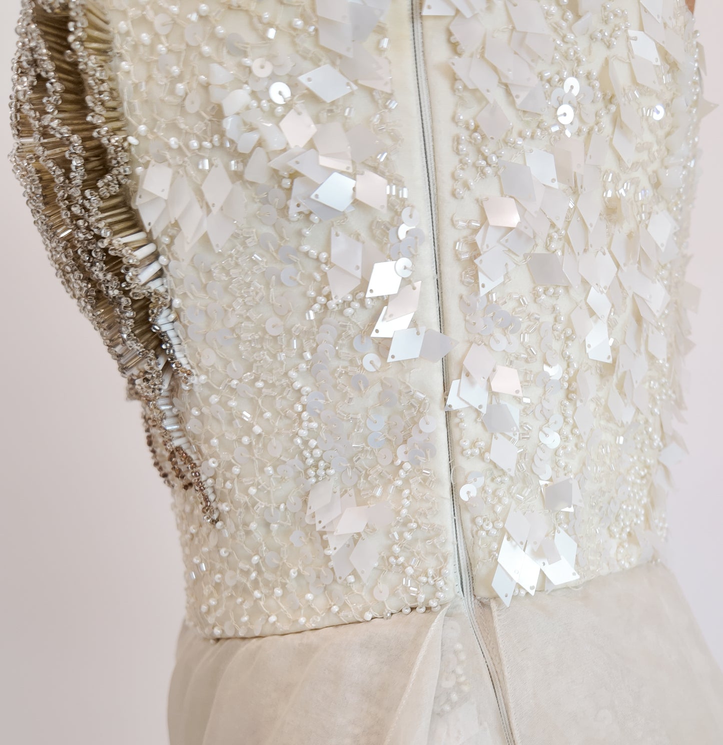 Alberta Ferretti S/S 2013 White Beaded Cocktail Peplum Dress - The Kit Vintage