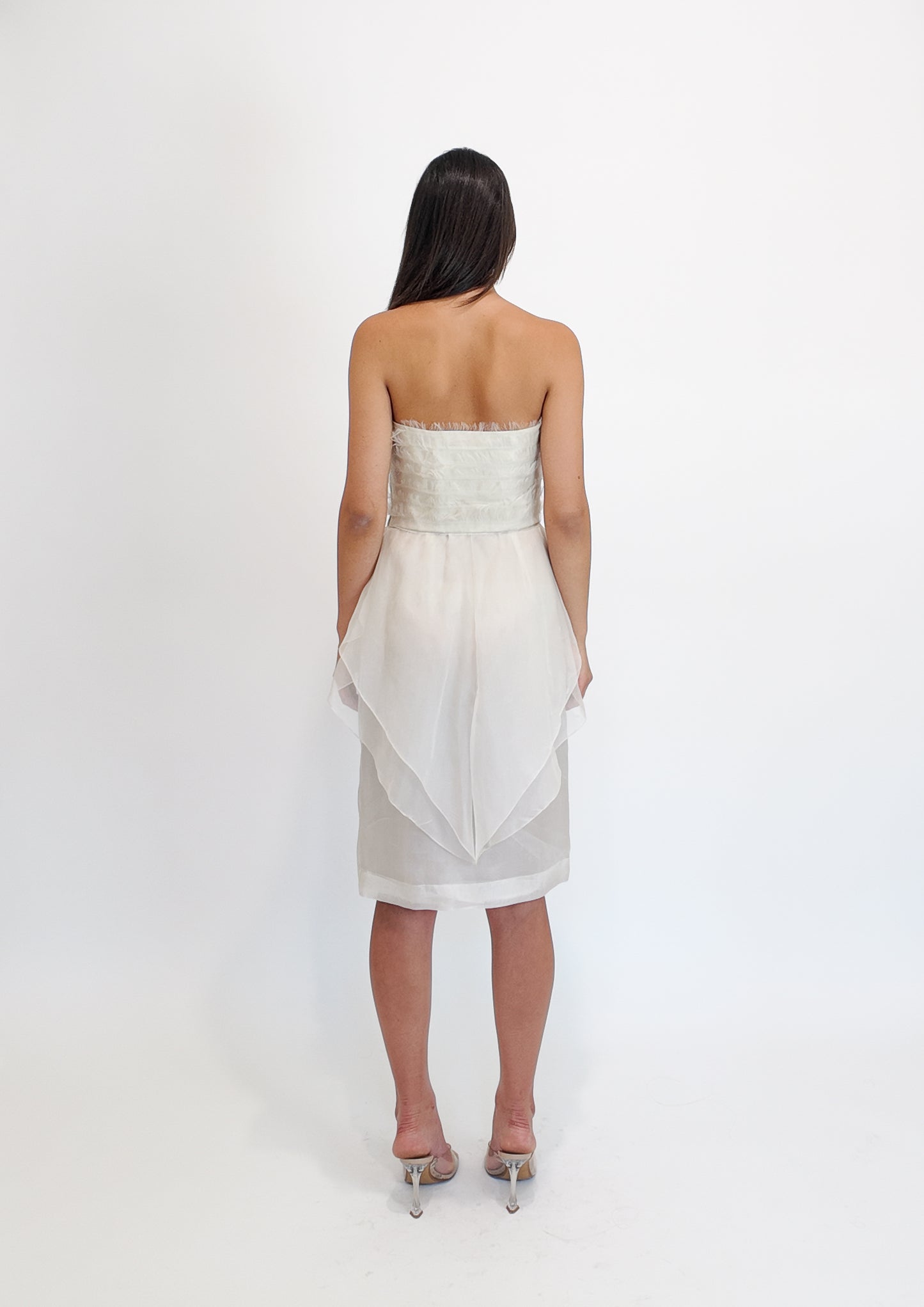 Alberta Ferretti S/S 2013 White Silk Cocktail Peplum Dress - The Kit Vintage