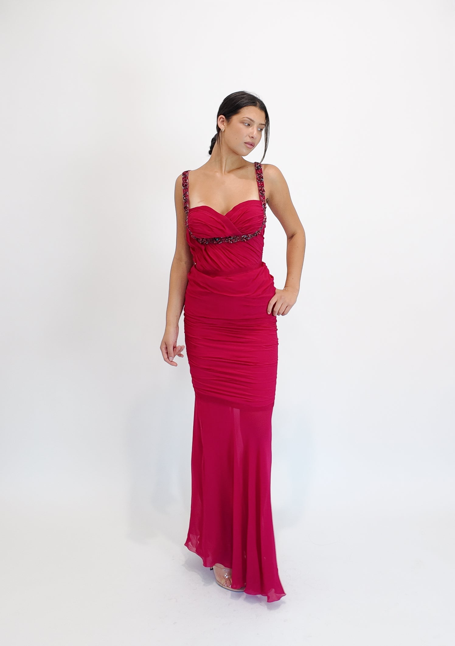 emanuel ungaro pink dress an emanuel ungaro AW 2008/2009 pink silk chiffon gown with amazing deep open back, sold (thank you) #vintageungaro #ungarodress