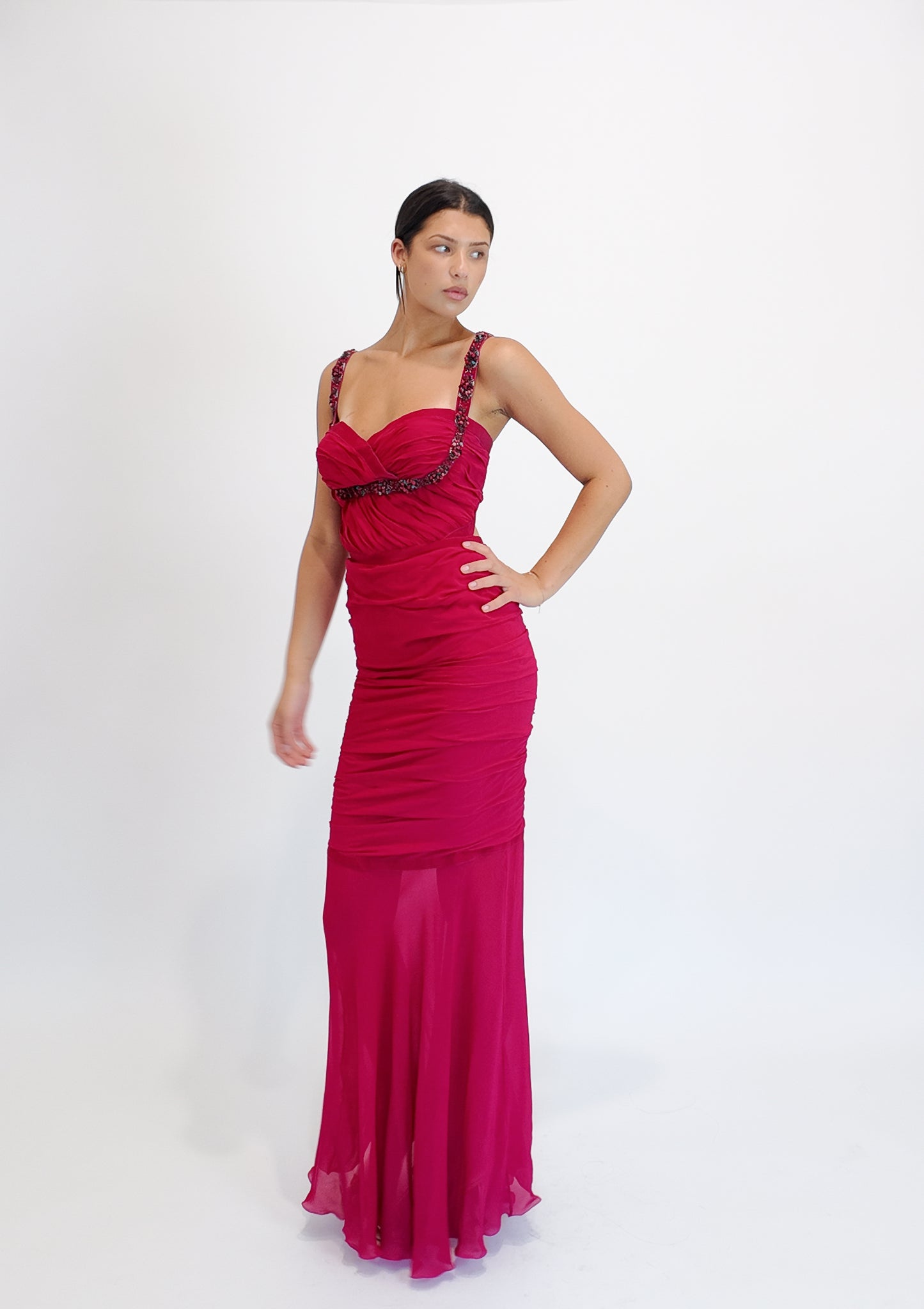 Emanuel Ungaro Fuschia Beadwork Gown - The Kit Vintage