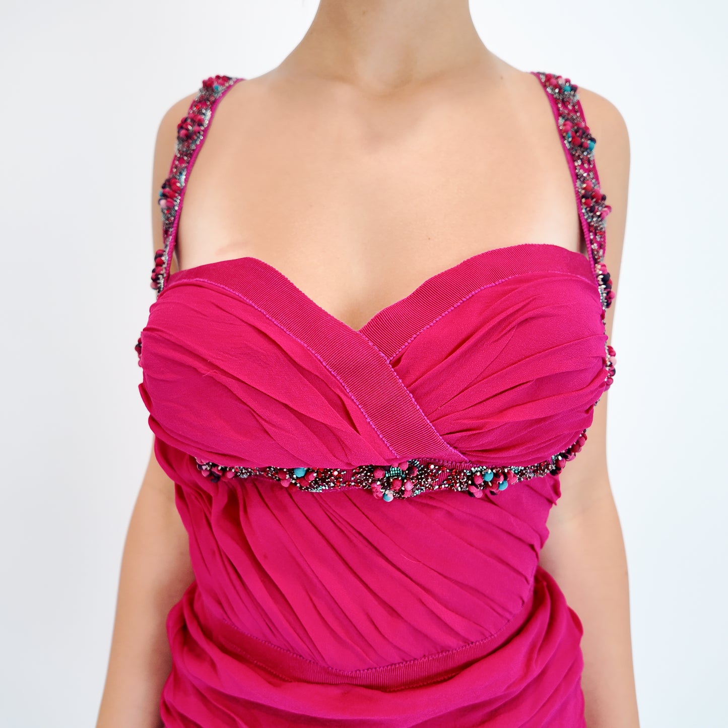 Emanuel Ungaro Fuschia Beadwork Gown - The Kit Vintage