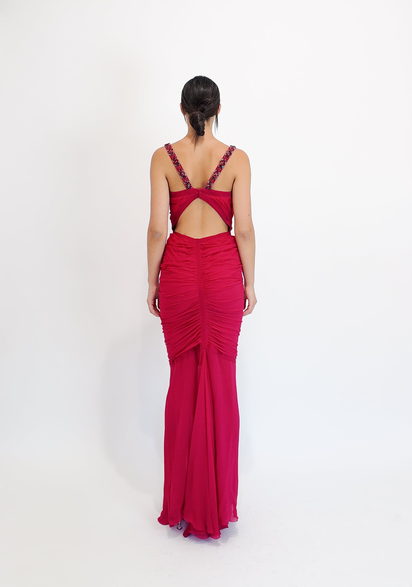 Emanuel Ungaro Fuschia Beadwork Gown - The Kit Vintage