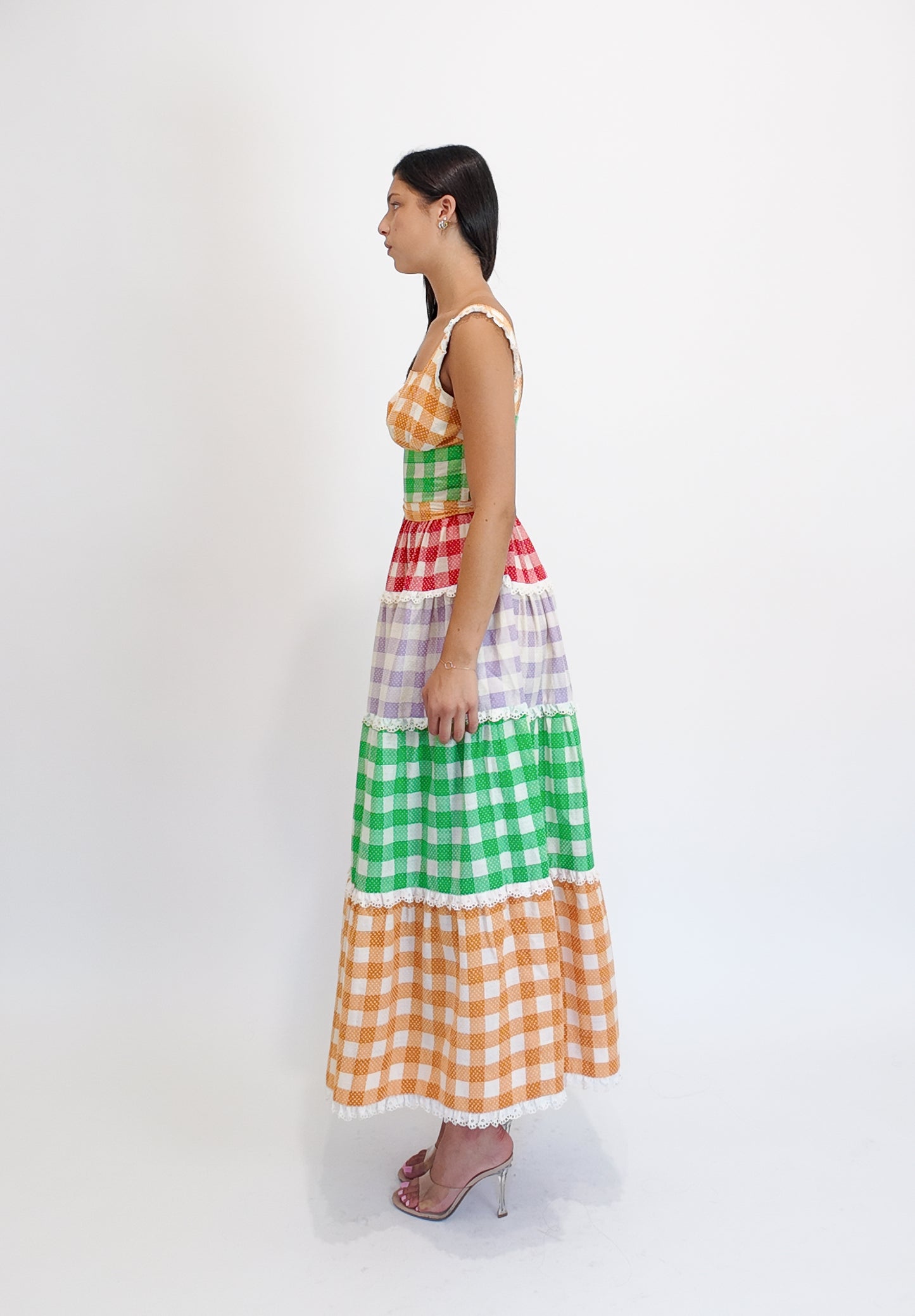 1970's Cotton Gingham Dress W Belts - The Kit Vintage