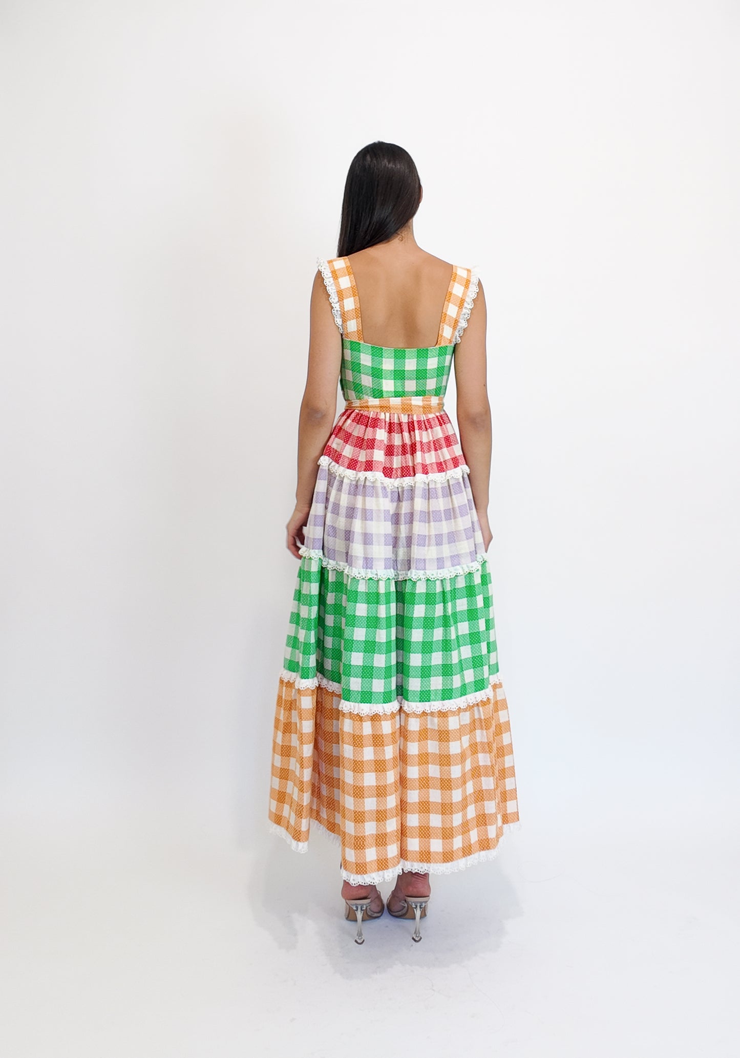 1970's Cotton Gingham Dress W Belts - The Kit Vintage