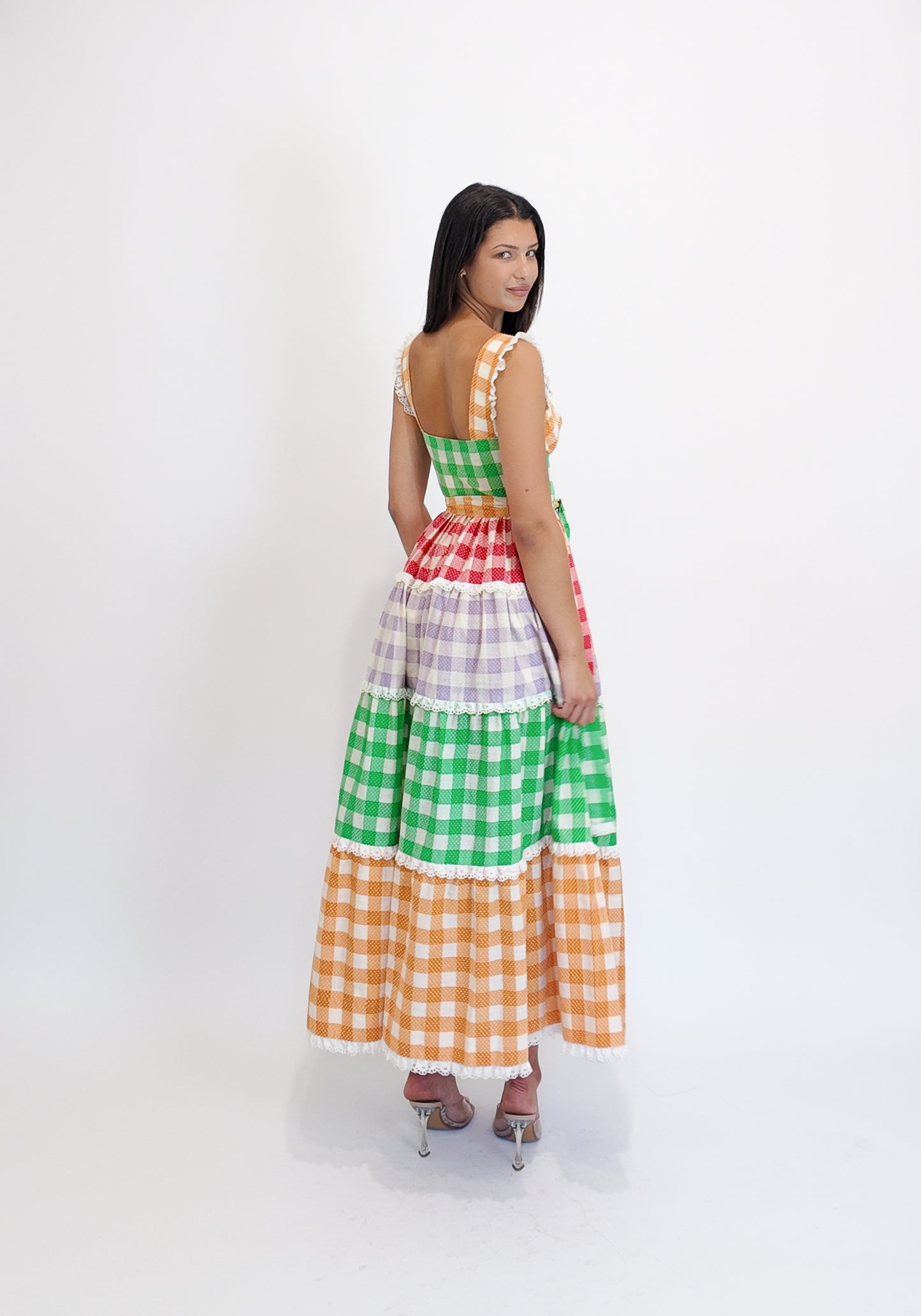1970's Cotton Gingham Dress W Belts - The Kit Vintage