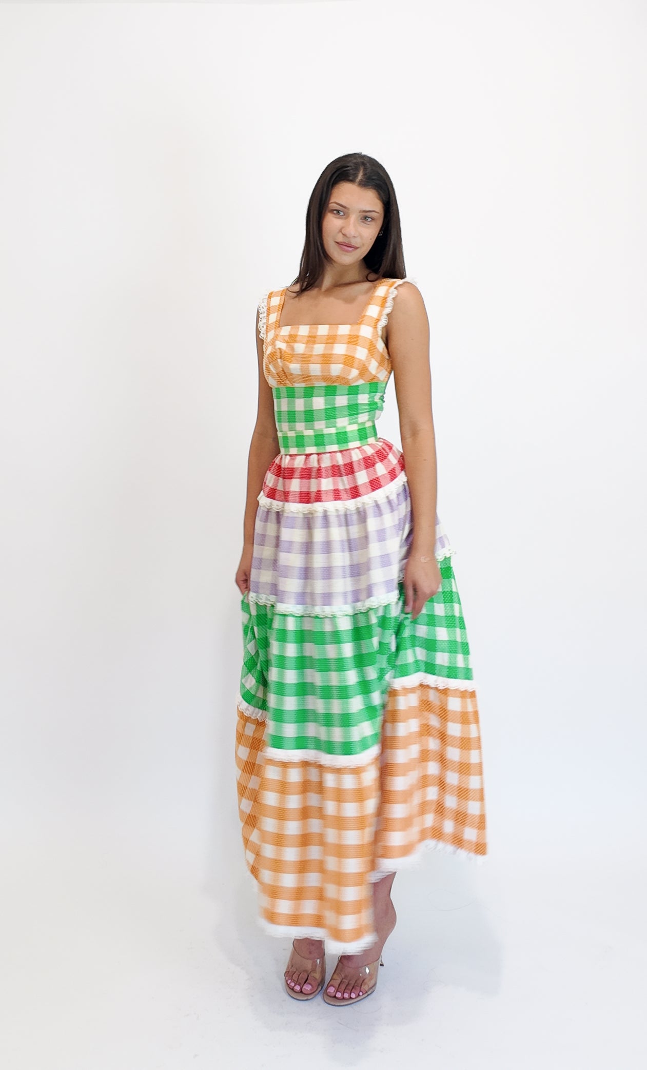 1970's Cotton Gingham Dress W Belts - The Kit Vintage