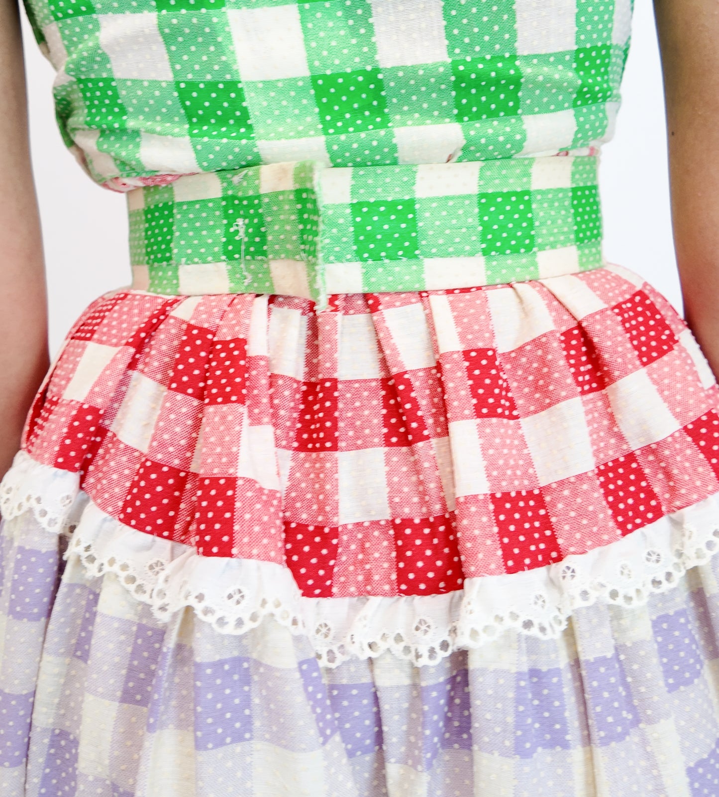 1970's Cotton Gingham Dress W Belts - The Kit Vintage