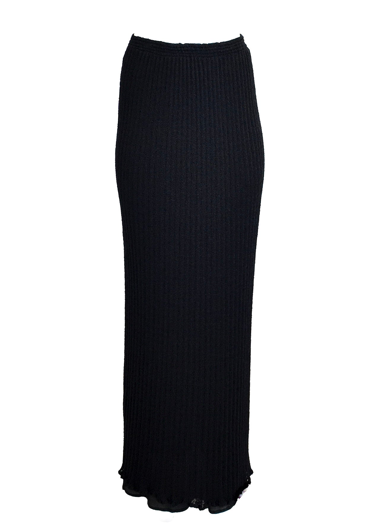Vintage Missoni Black Ribbed Knit Maxi Skirt
