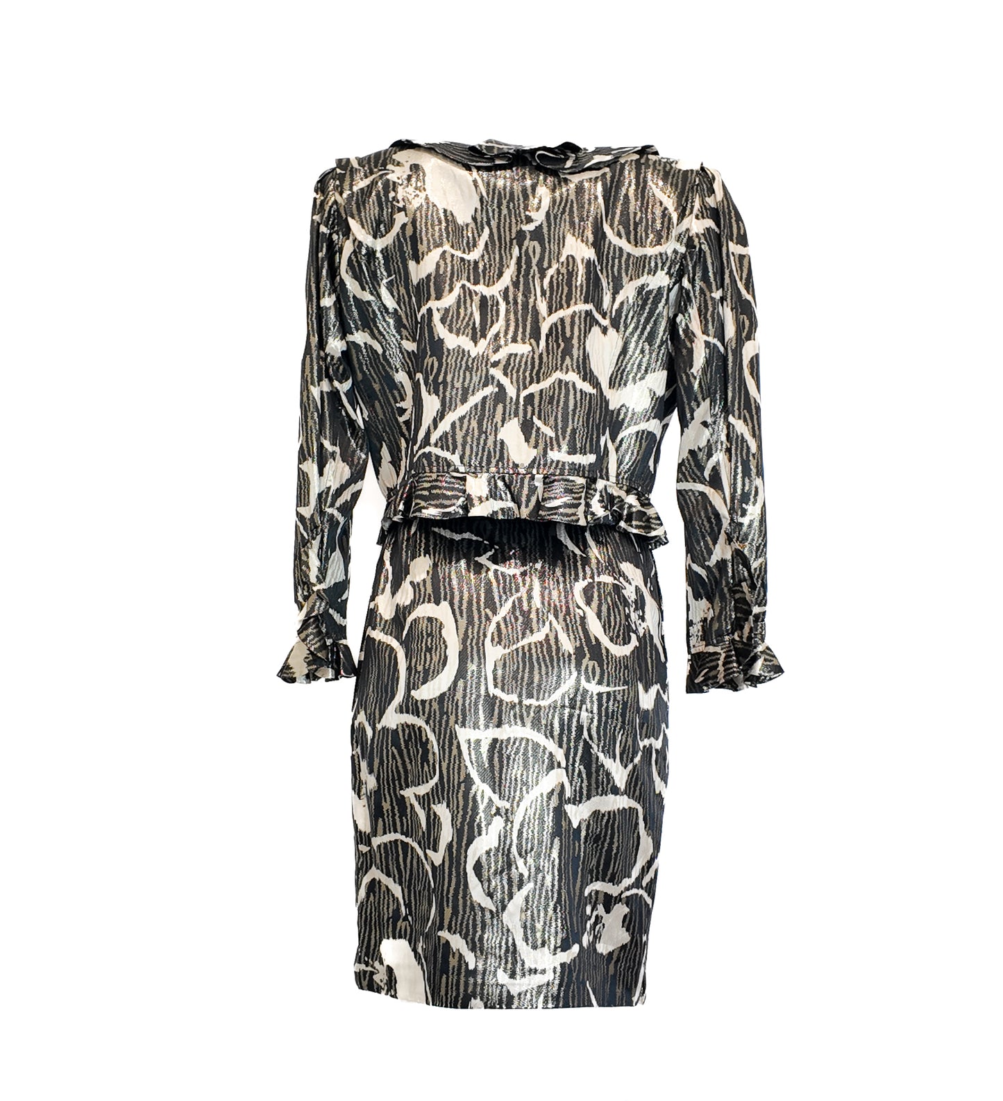 Ungaro Parallele Paris Metallic Skirt and Ruffled Jacket Set