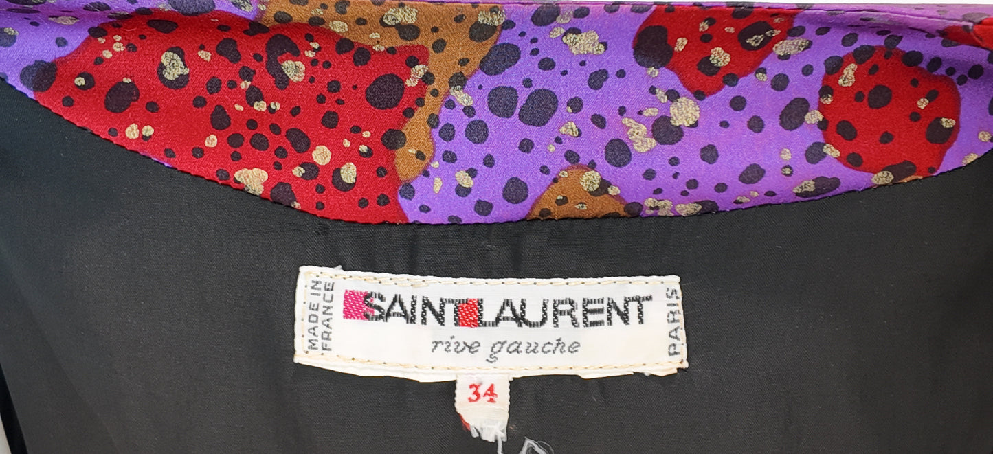 Yves Saint Laurent Rive Gauche Red Printed Silk Pant Set