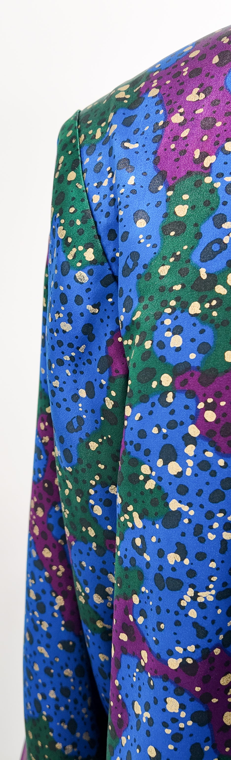 Yves Saint Laurent Rive Gauche Blue Printed Silk Blazer and Pants Set