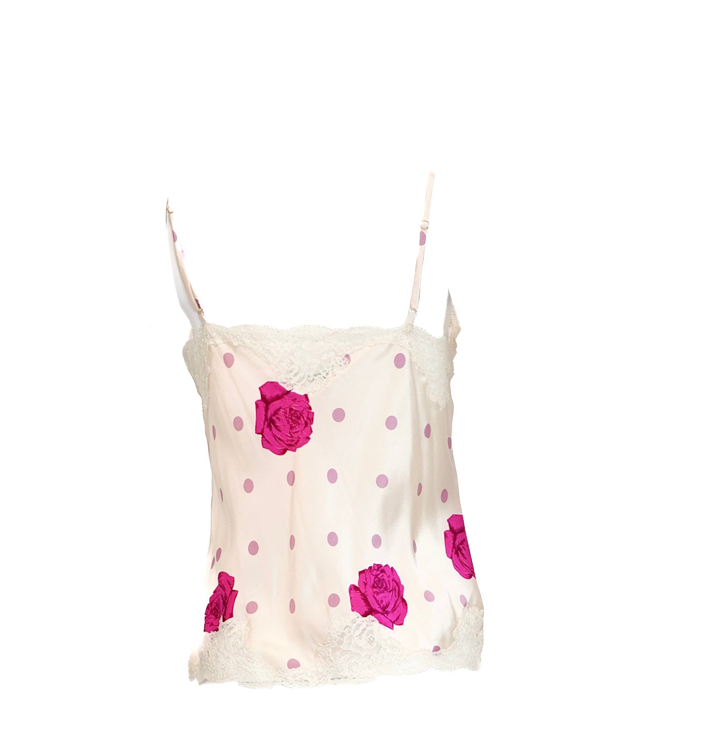 Vintage Beige and Magenta Silk Rose Cami