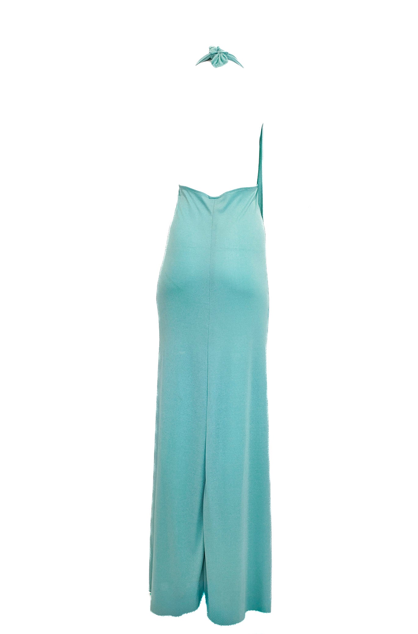 1970s Sky Blue Jersey Wrap Dress with Turban Set