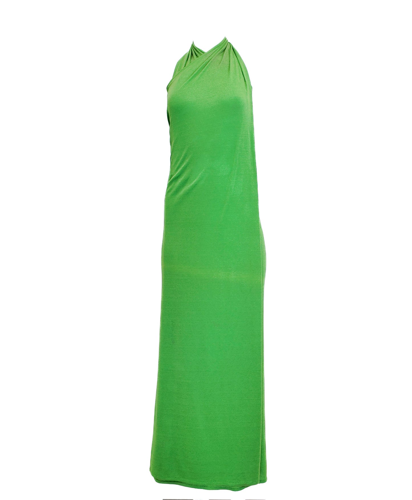 1970s Apple Green Shimmer Jersey Wrap Dress With Belt Included