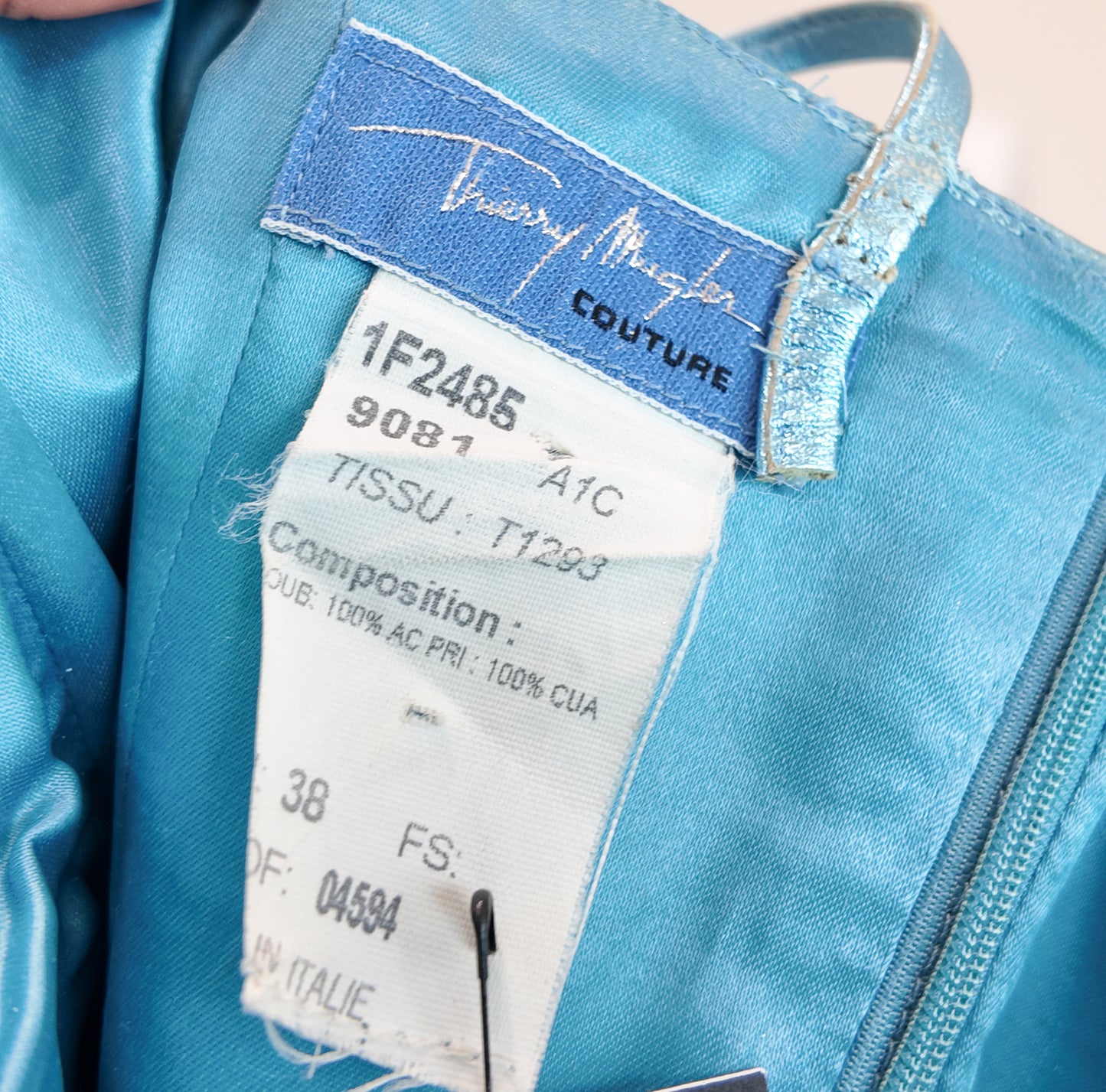 Thierry Mugler Couture Ice Blue Metallic Leather Mini Dress