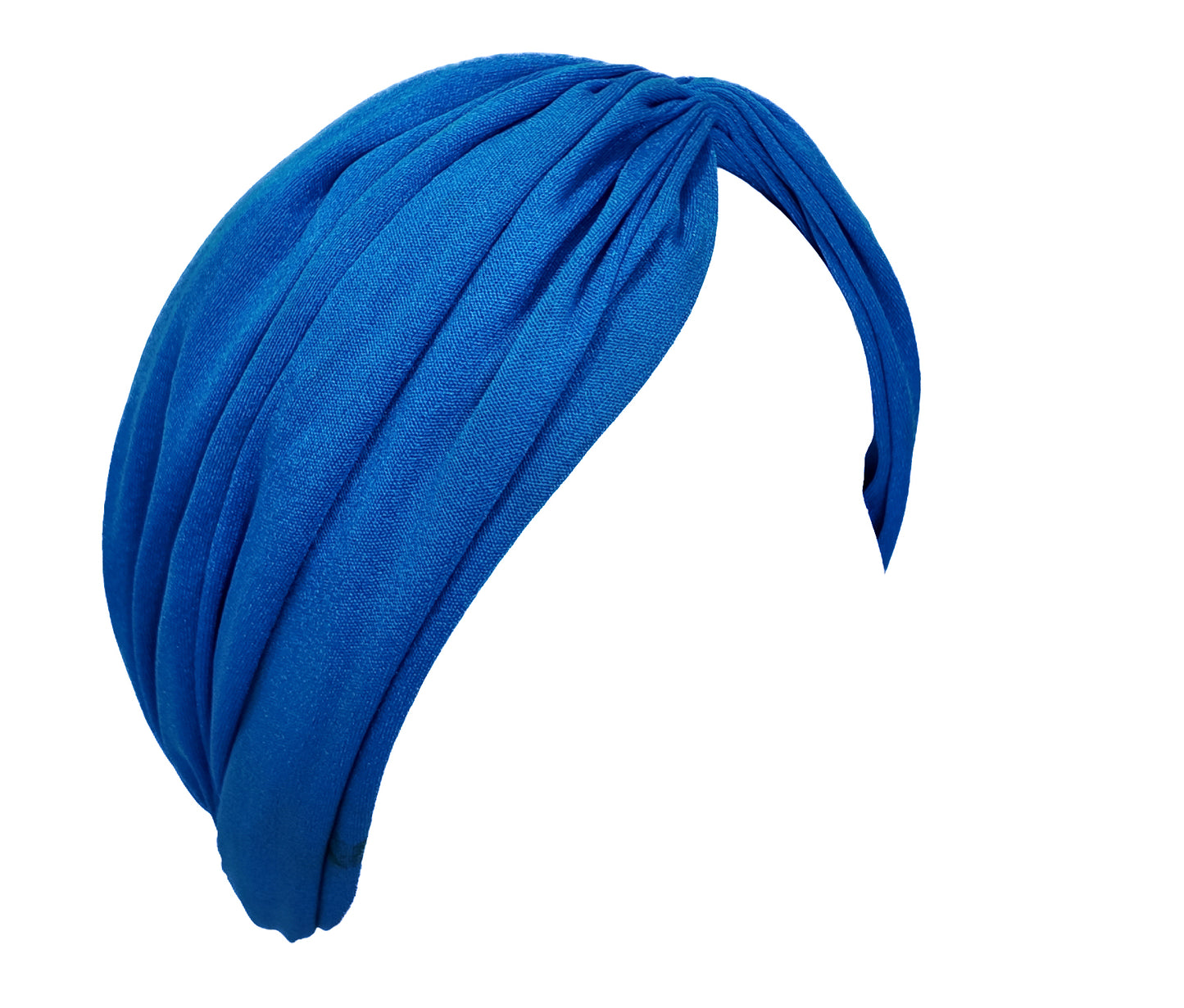 1970s Blue Jersey Wrap Dress with Turban Set