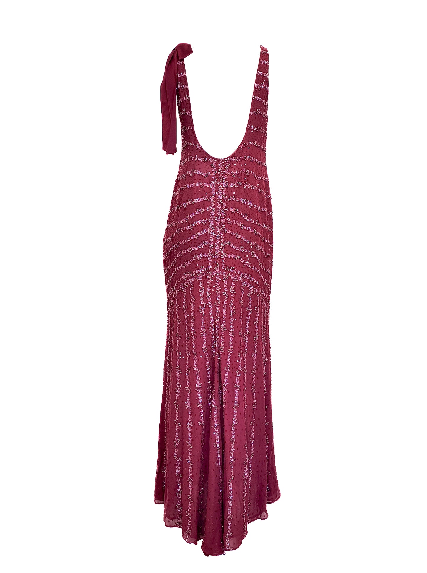 Pink sequin dress on a white background