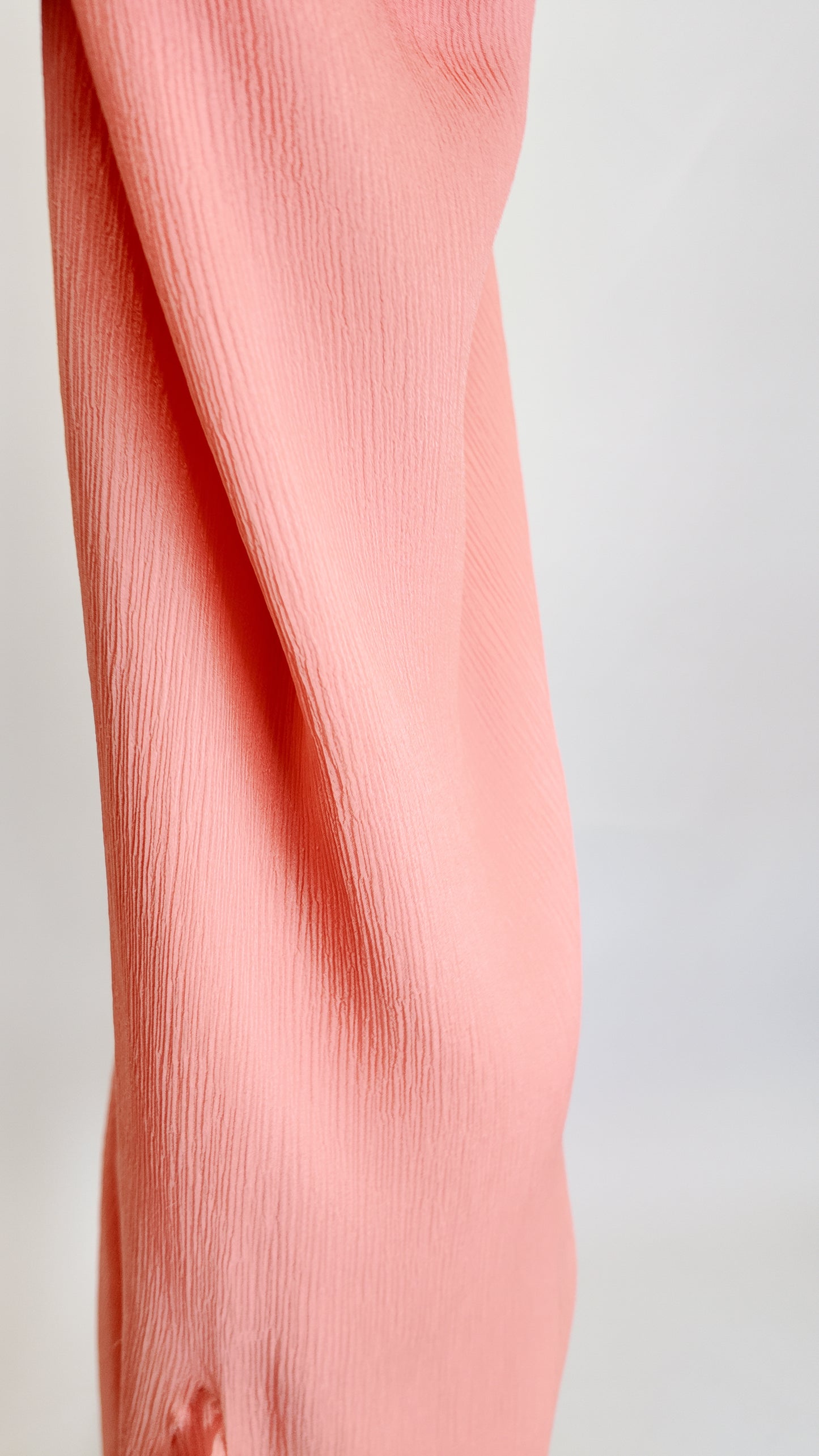 J Mendel Coral Strapless Halter Silk Chiffon Gown with Gold Ribbon