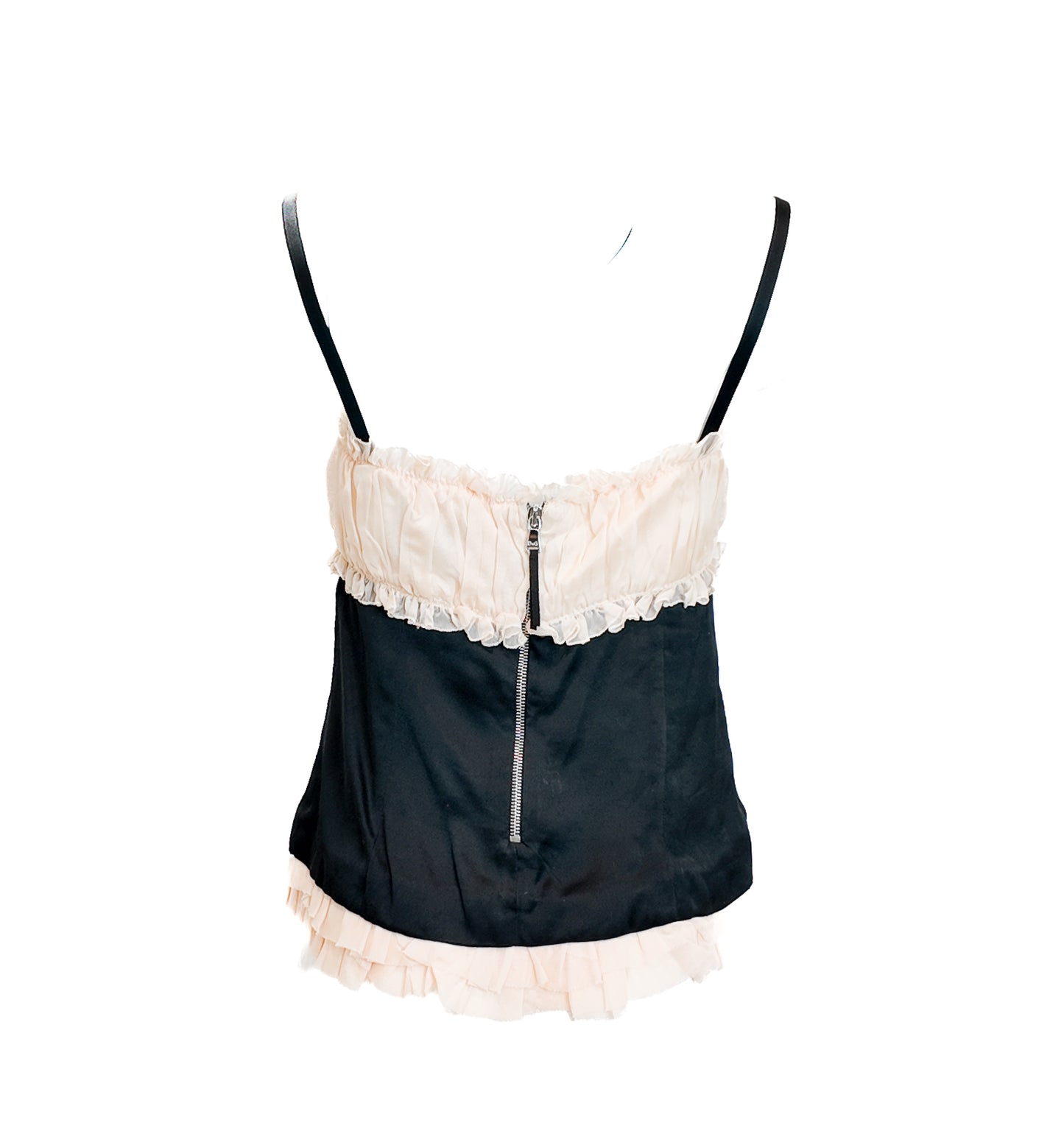 D&G Silk Black Bustier with Rose Bust/ RuffledTrim
