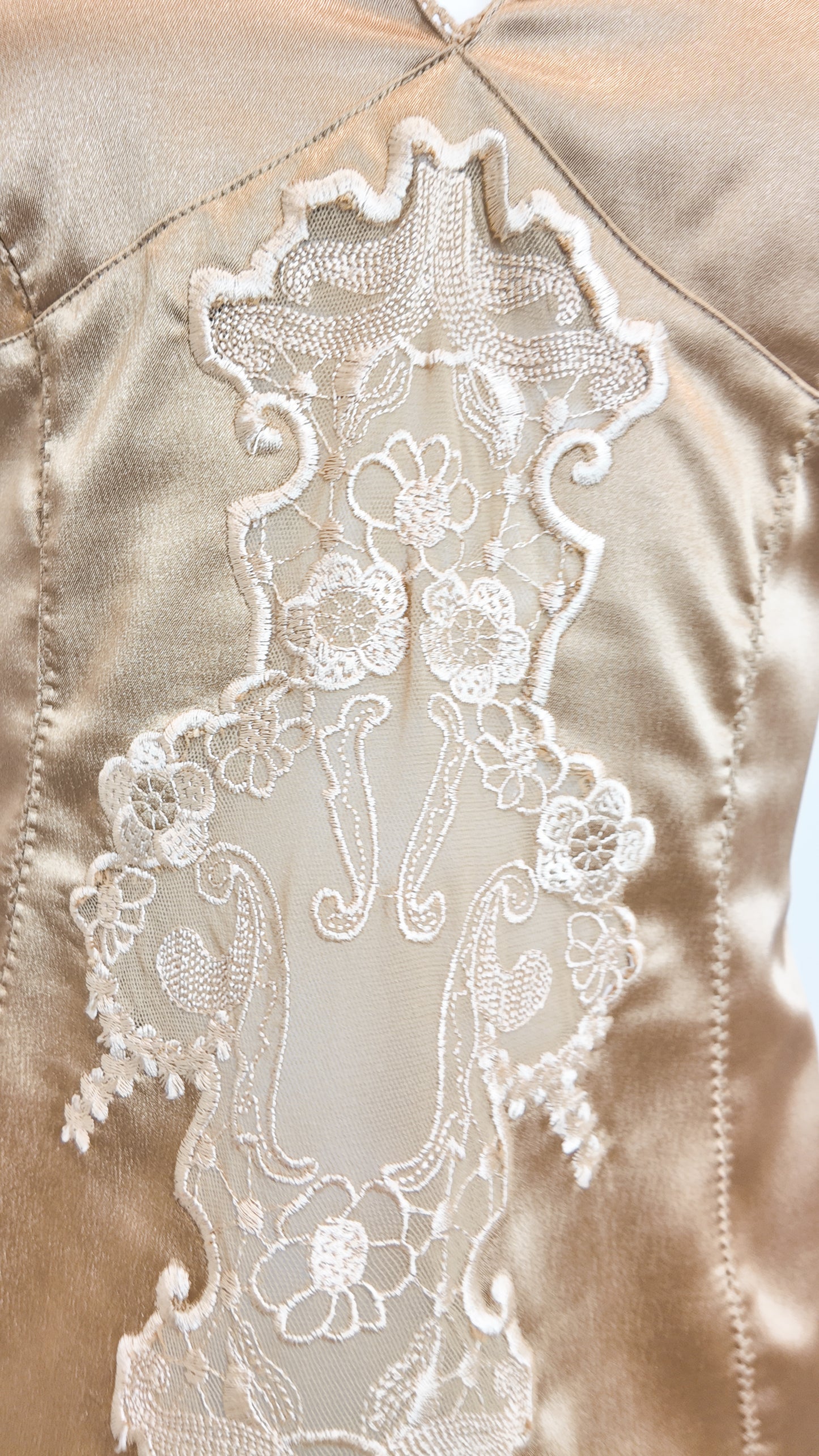 D&G Gold Satin Camisole with Center Lace