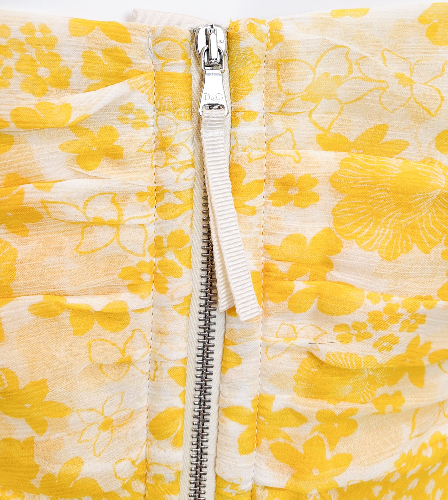 D&G Yellow Printed Ruched Chiffon Corset