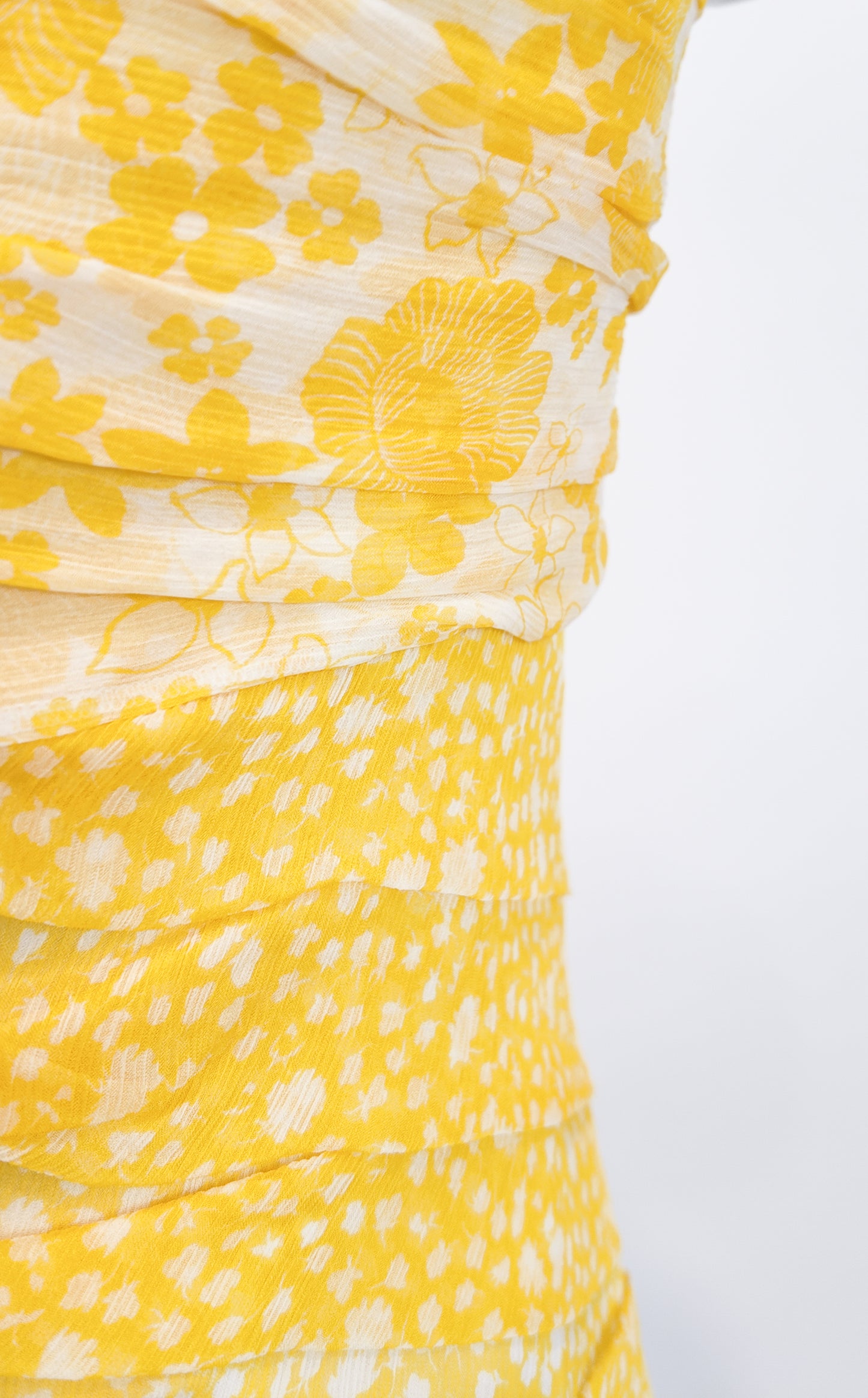 D&G Yellow Printed Ruched Chiffon Corset
