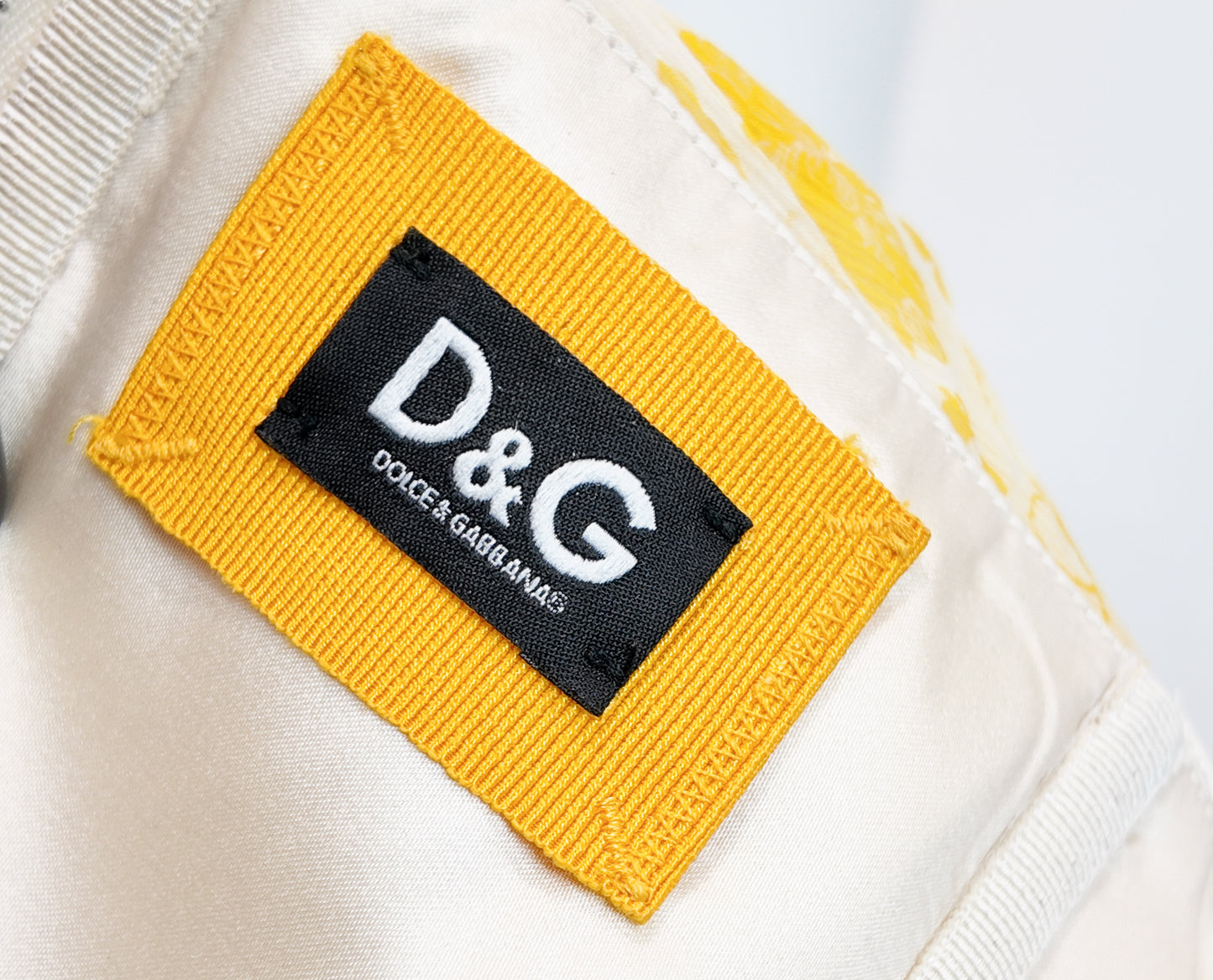 D&G Yellow Printed Ruched Chiffon Corset