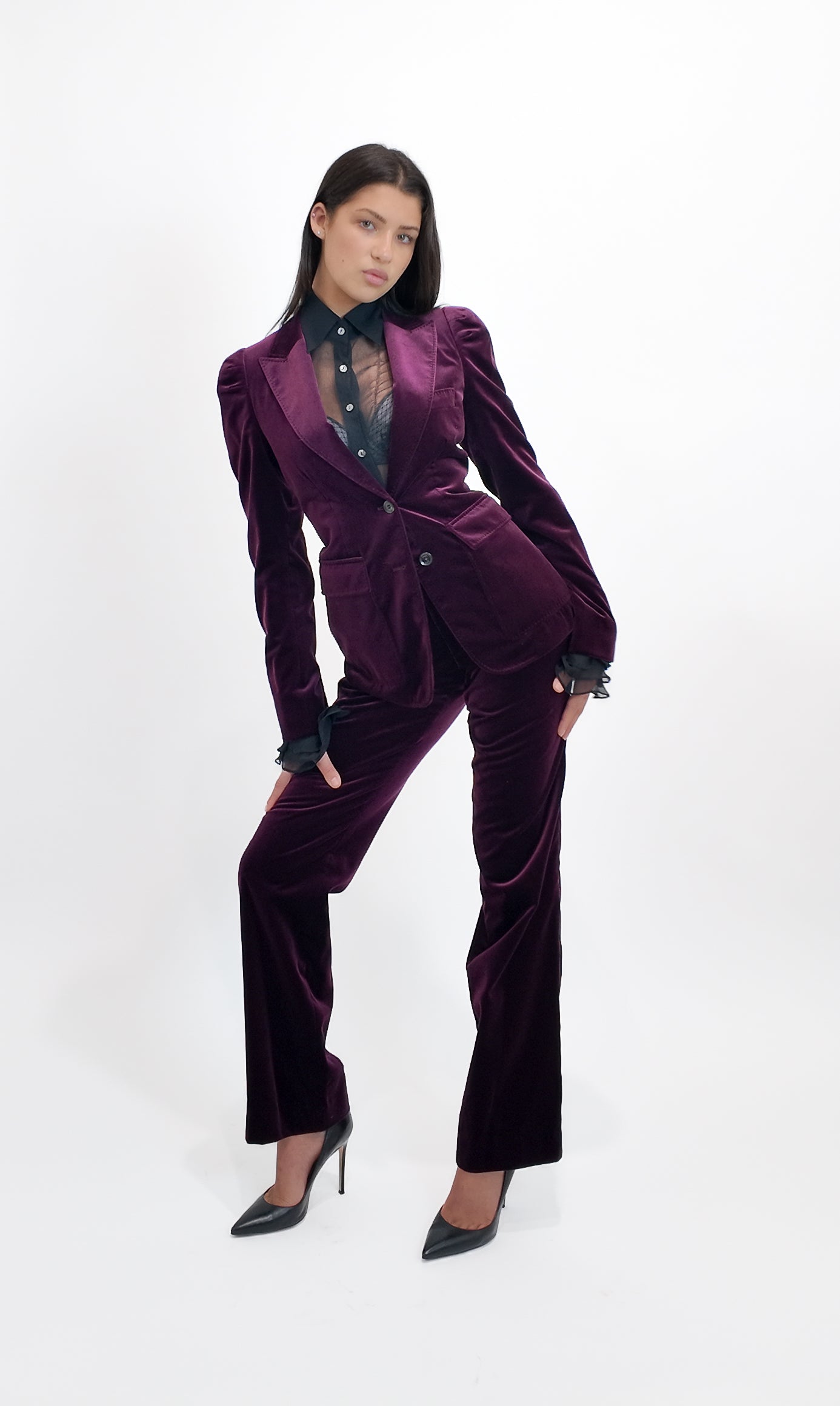 Gucci 2007 Cranberry Red Velvet Womens Pants Suit