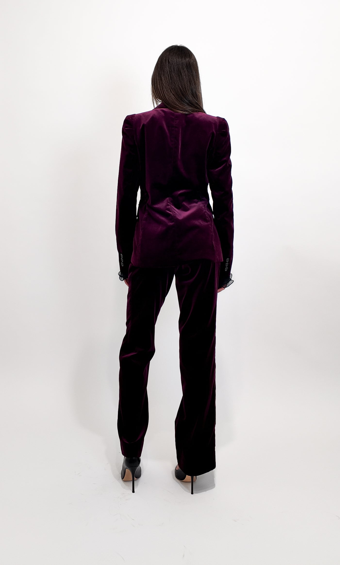 Gucci 2007 Cranberry Red Velvet Womens Pants Suit