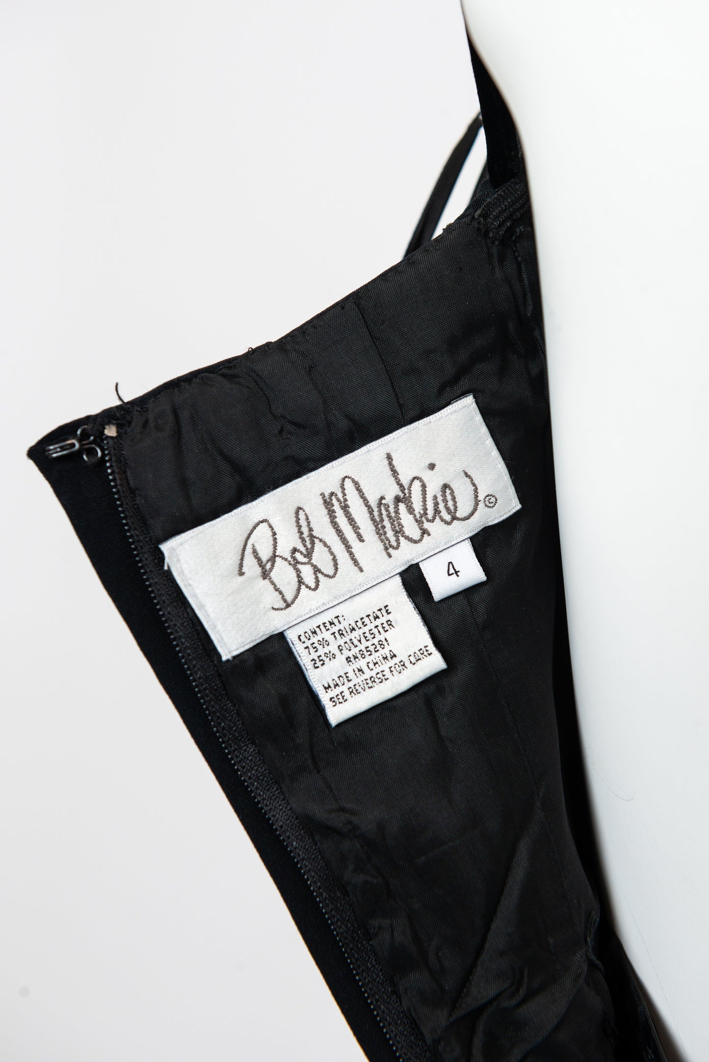 Bob Mackie Black Evening Gown With Velvet & Beaded Trim