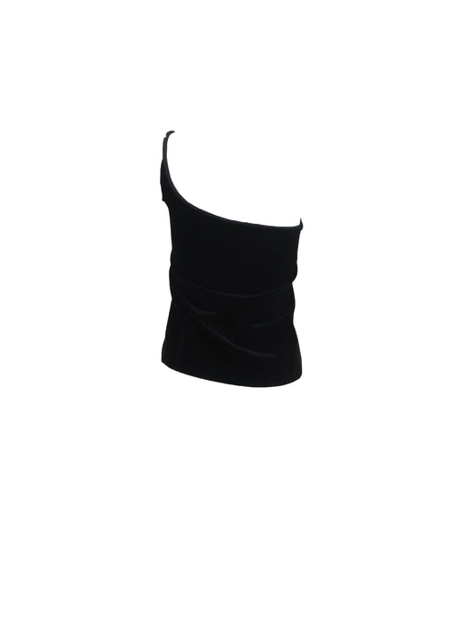 Gianni Versace One Shoulder Black Top