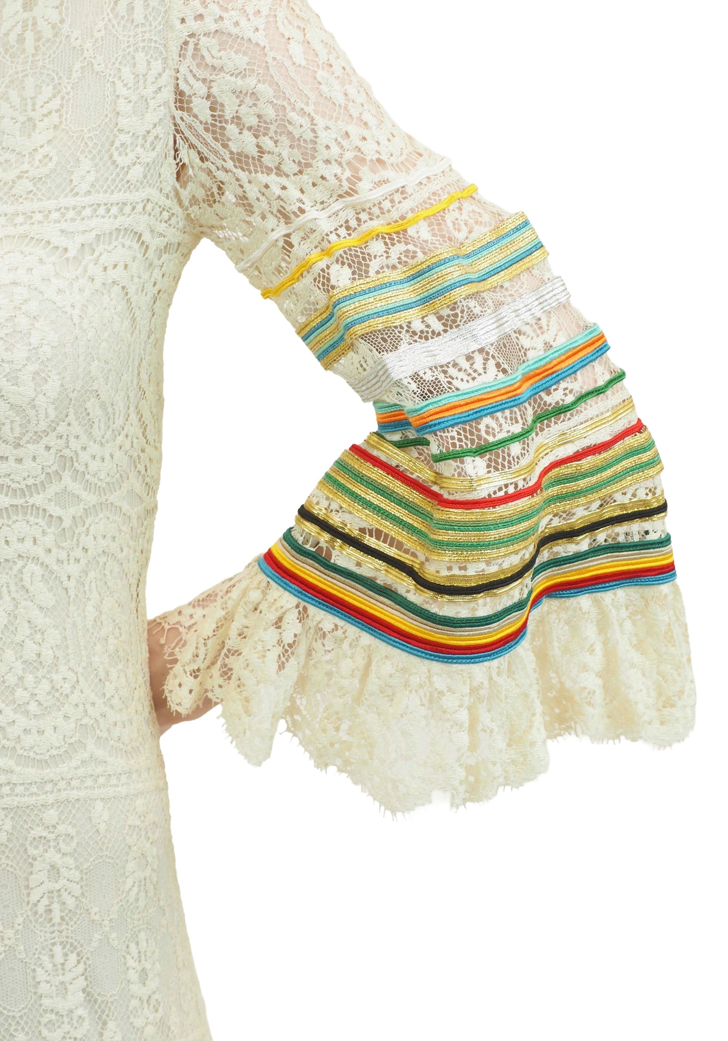 Giorgio di Sant' Angeleo White 1970s W colorful Trim Dress