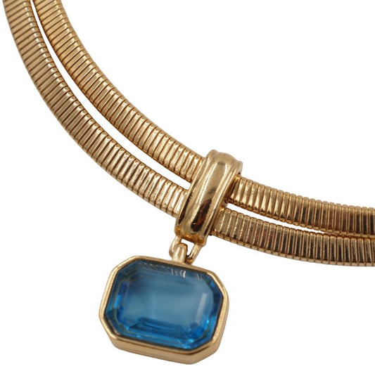 Givenchy Double Tubogas Chain With Blue Stone Pendant