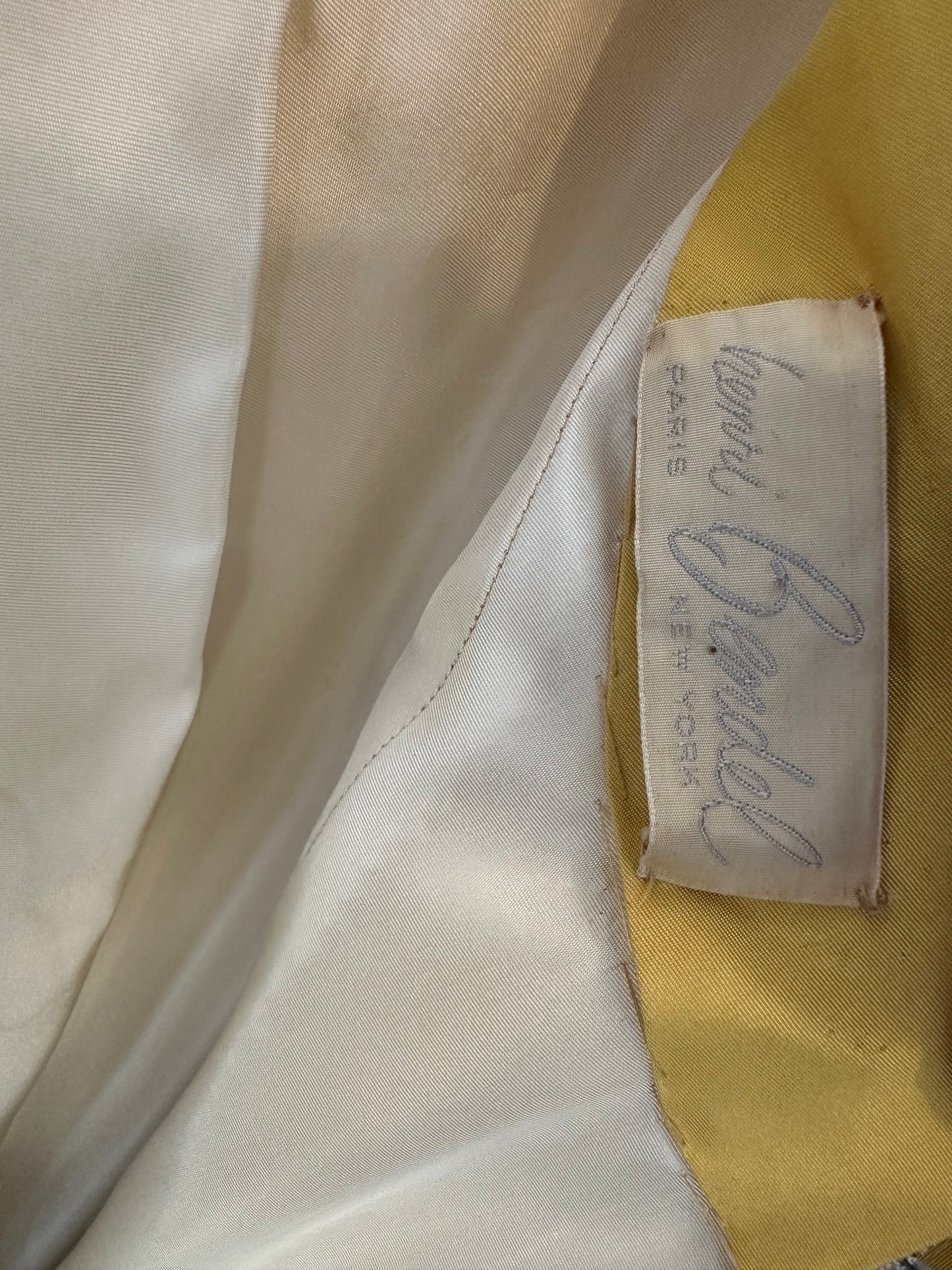 Vintage Henri Bendel Yellow 1950's Silk Cocktail Dress