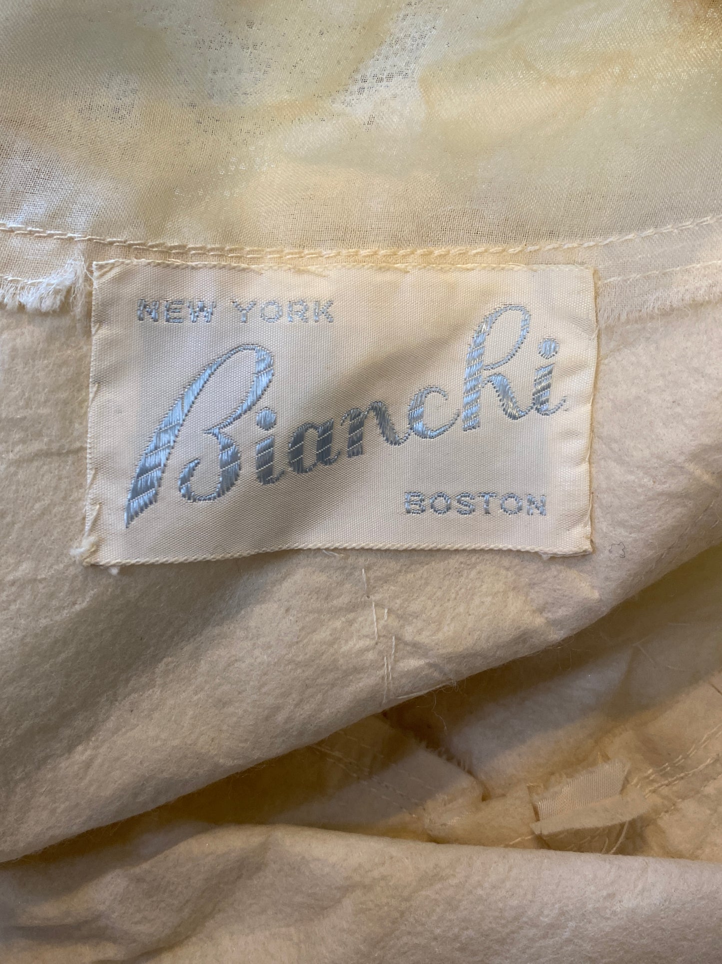1960's Bianchi Wedding Gown With Floral Appliqué & Train