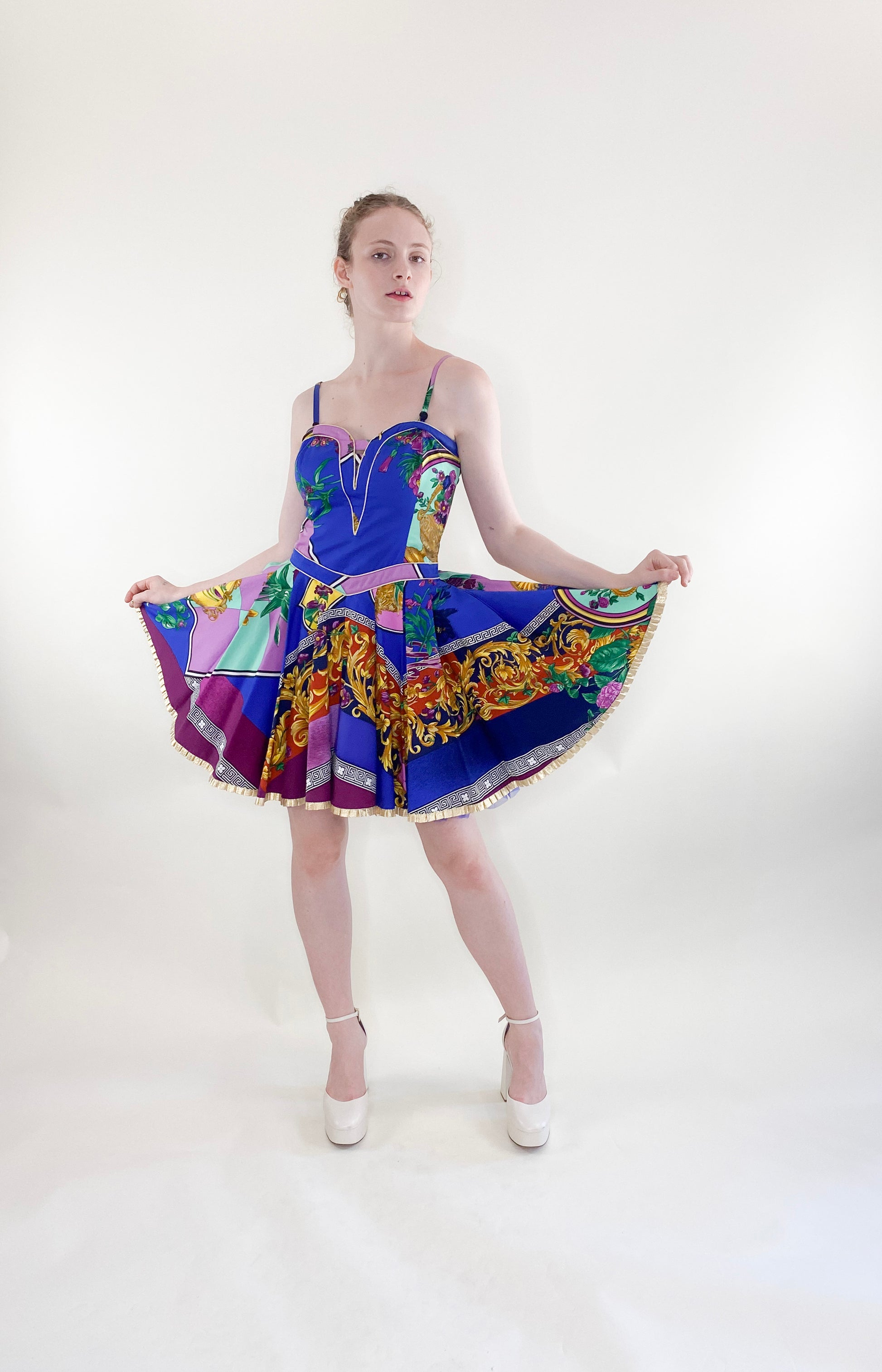 Vintage 1992 Spring Ready to Wear Versace Jeans Couture Cotton Baroque Dress - The Kit Vintage