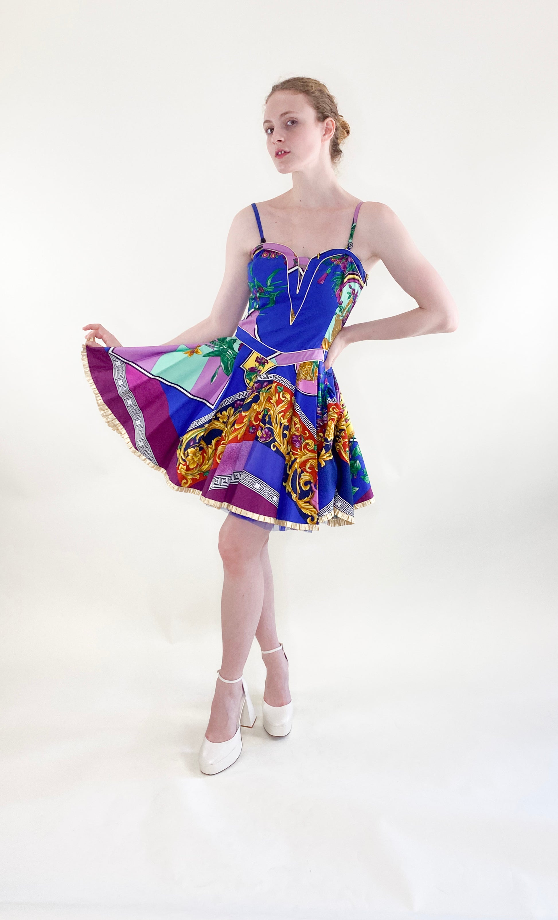 Vintage 1992 Spring Ready to Wear Versace Jeans Couture Cotton Baroque Dress - The Kit Vintage