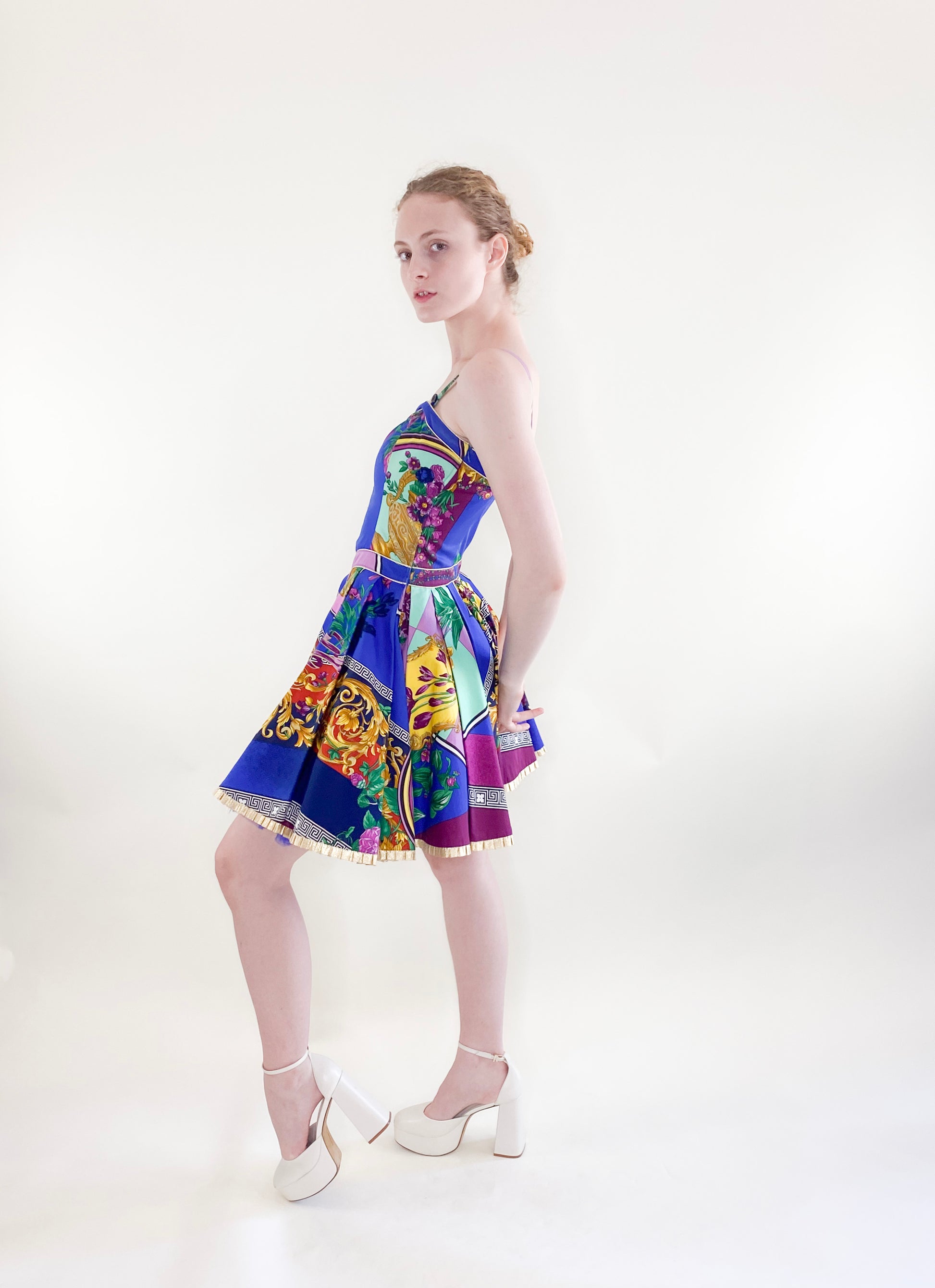Vintage 1992 Spring Ready to Wear Versace Jeans Couture Cotton Baroque Dress - The Kit Vintage