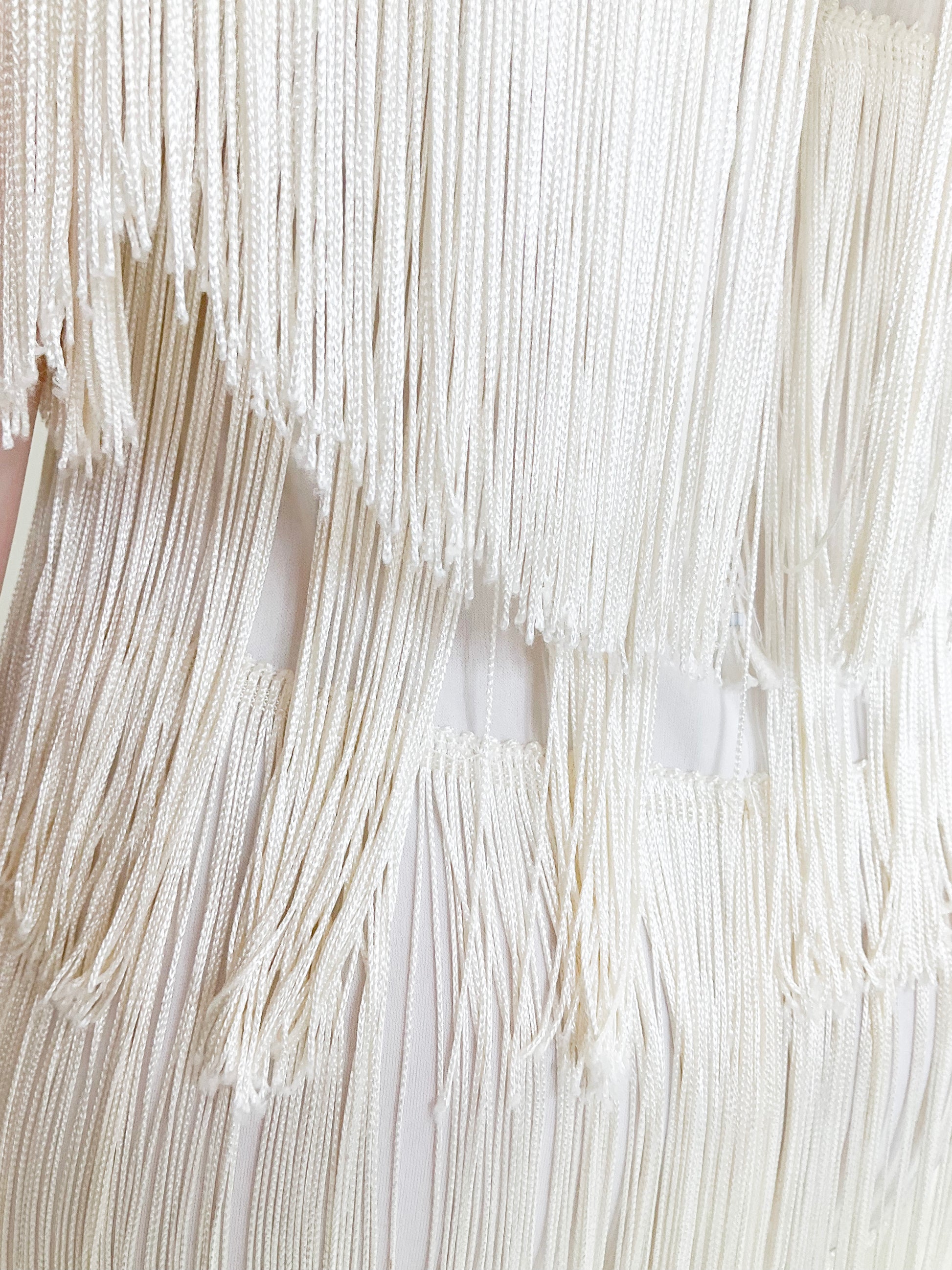 White Fringe Cocktail Dress with Rhinestone straps - The Kit Vintage