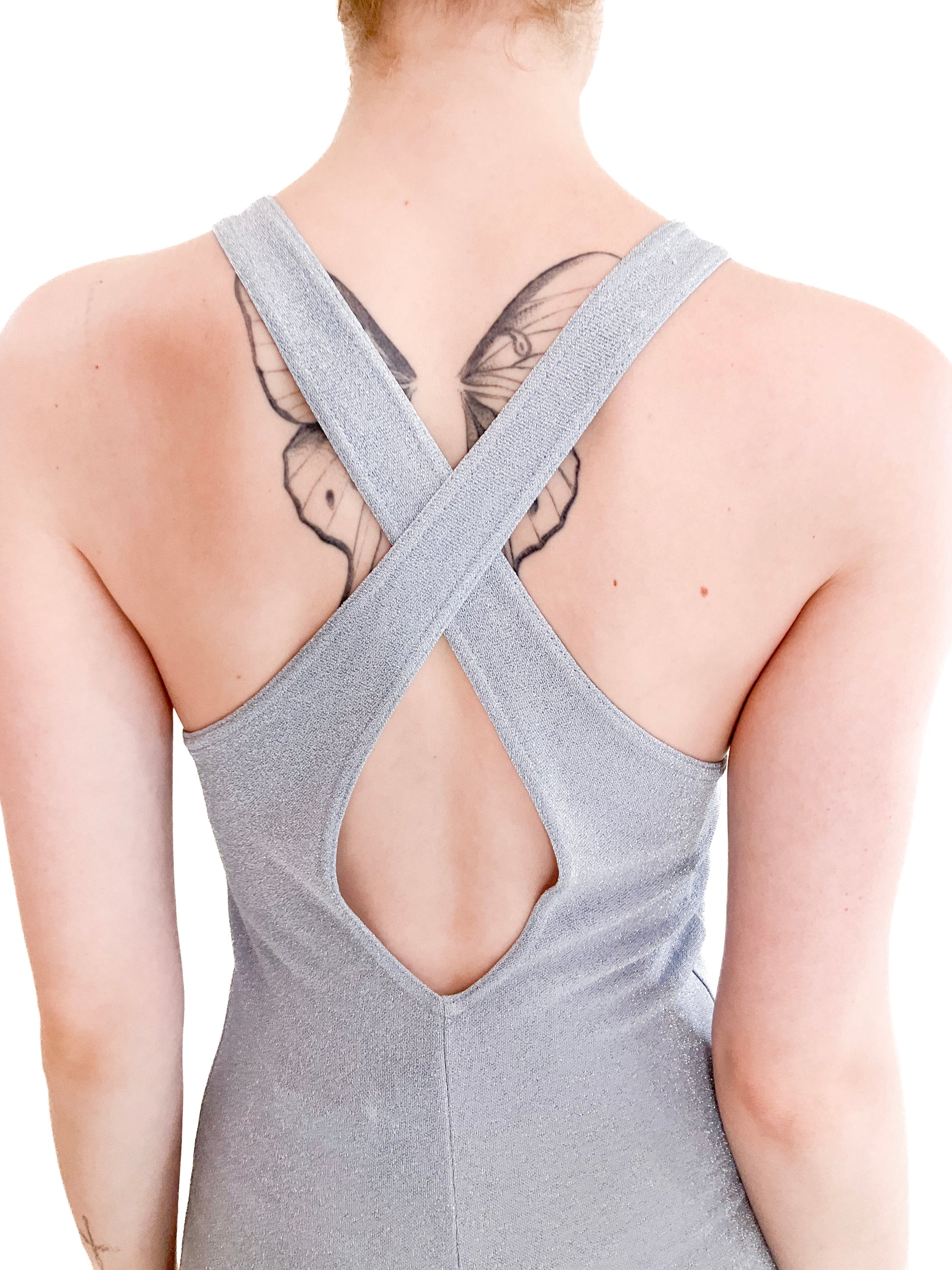 Ice Blue Metallic 90s Knit Dress - The Kit Vintage