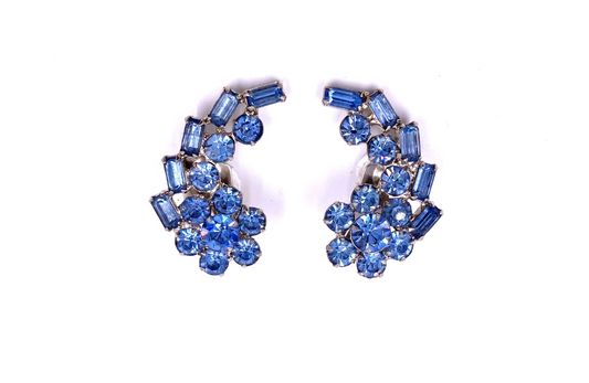 Vintage 1950's Ice Blue Ear Climber Clip-On Earrings - The Kit Vintage