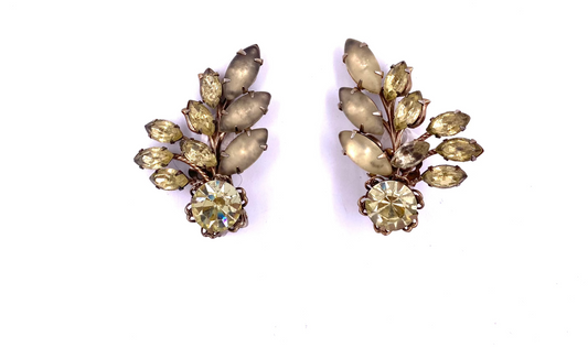 Vintage 1950's Yellow Ear Climber Clip-On Earrings - The Kit Vintage